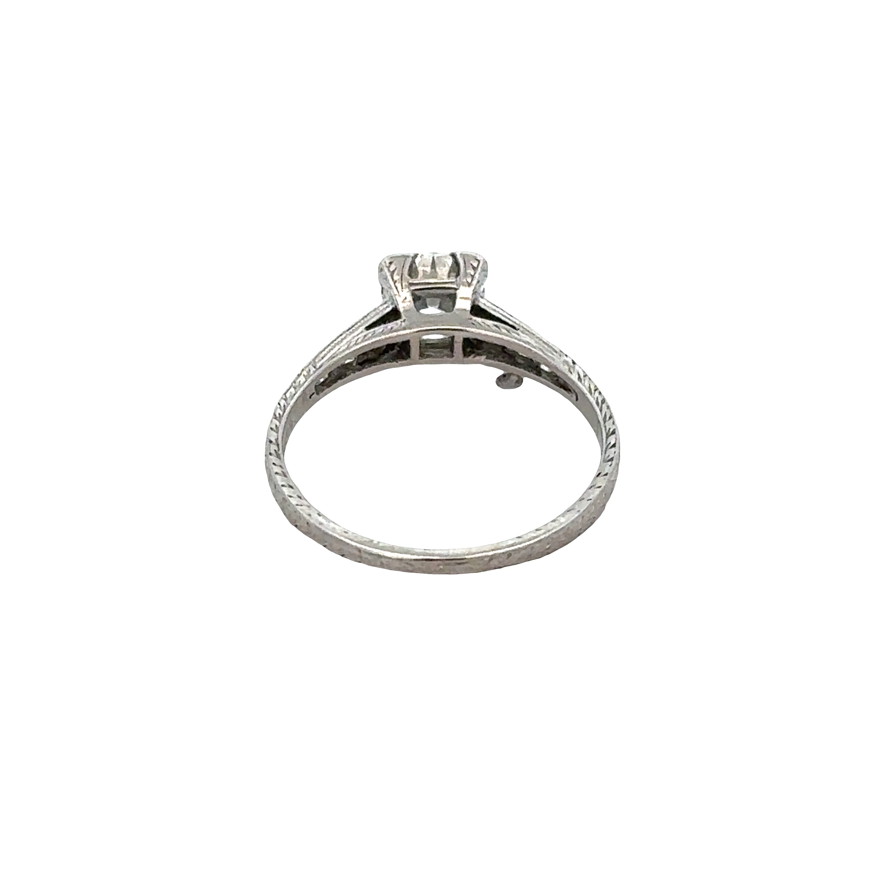 Antique Art Deco Platinum Diamond Engagement Ring – Size 5.75