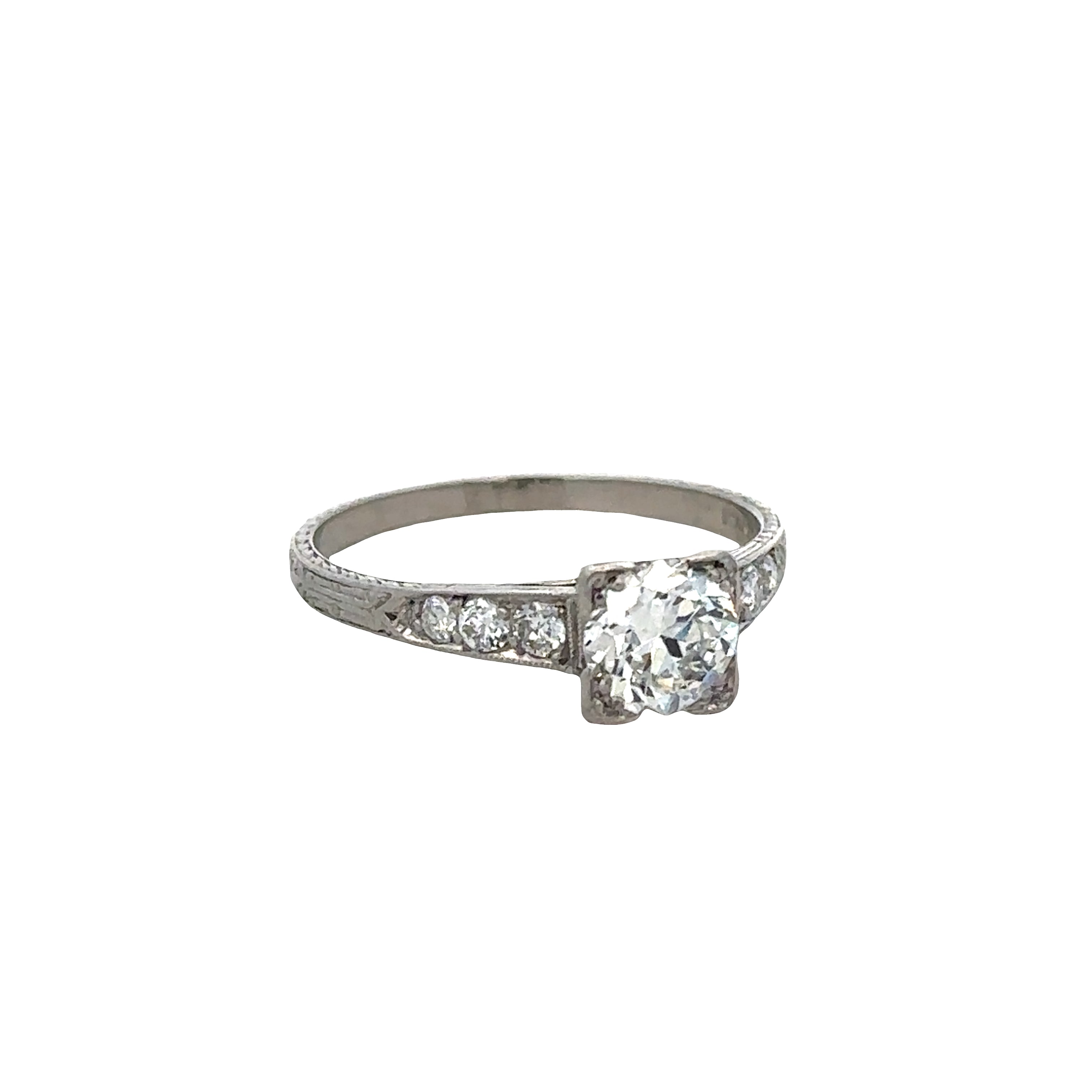 Antique Art Deco Platinum Diamond Engagement Ring – Size 5.75