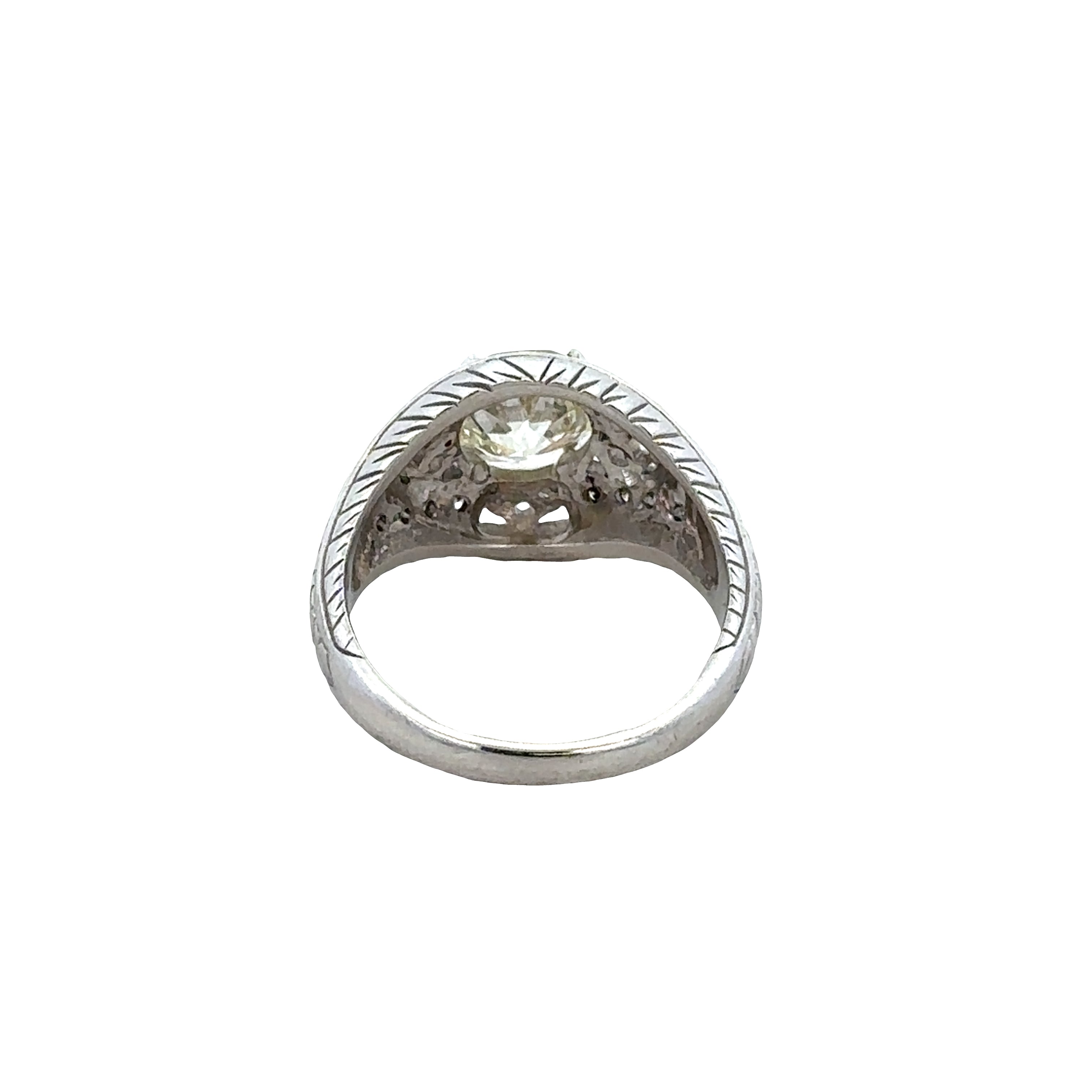 Vintage Art Deco 14k White Gold Diamond Ring – Size 7, Circa 1930s