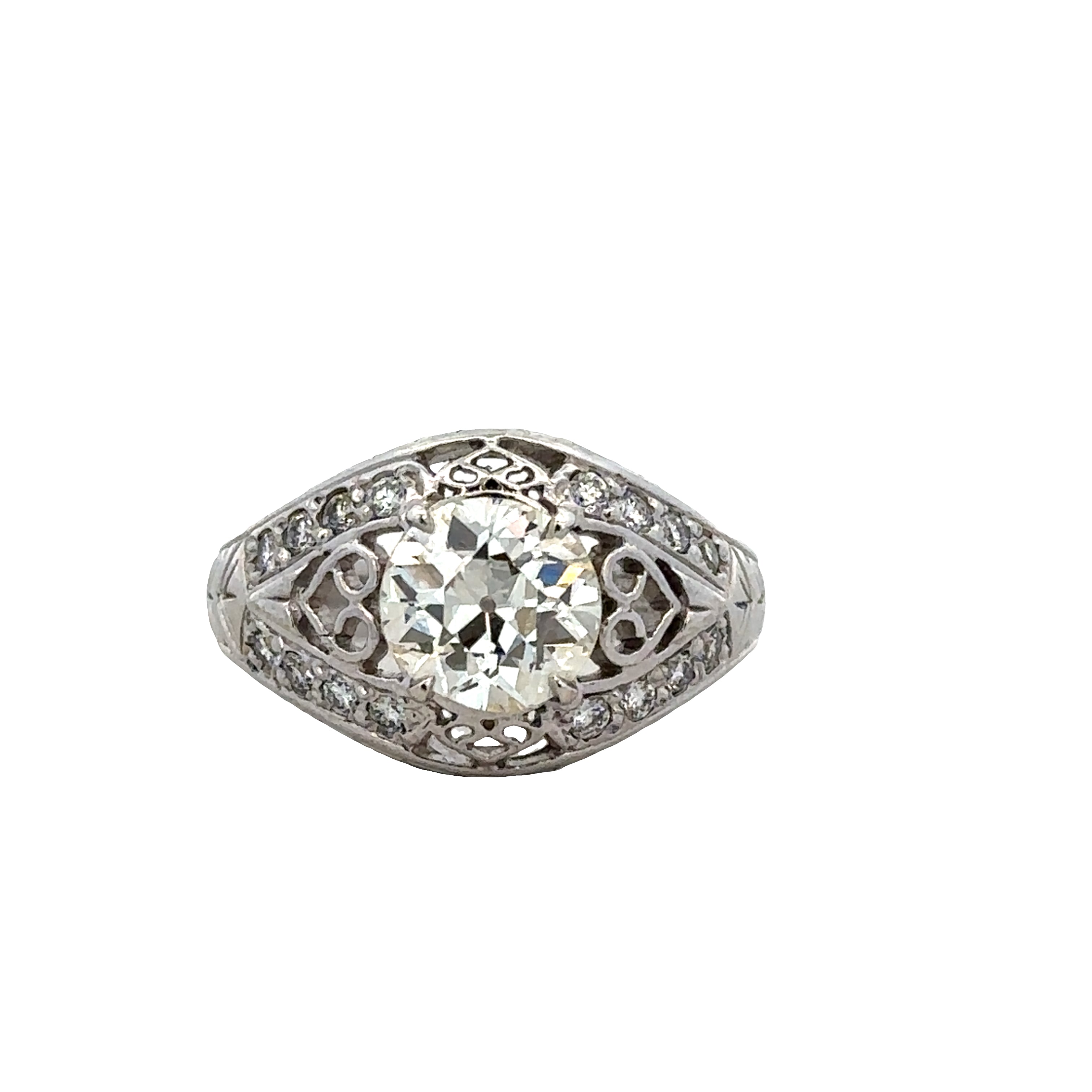 Vintage Art Deco 14k White Gold Diamond Ring – Size 7, Circa 1930s
