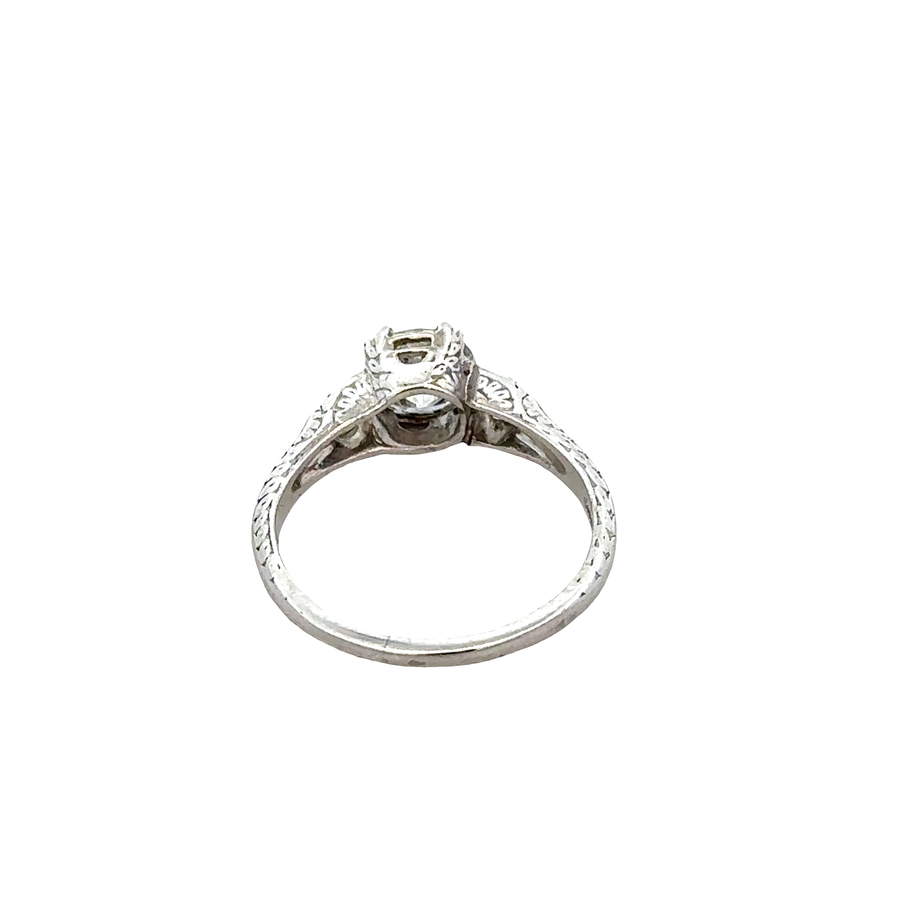 Platinum Art Deco Three-Stone Diamond Engagement Ring – Size 6.5, Circa 1930s