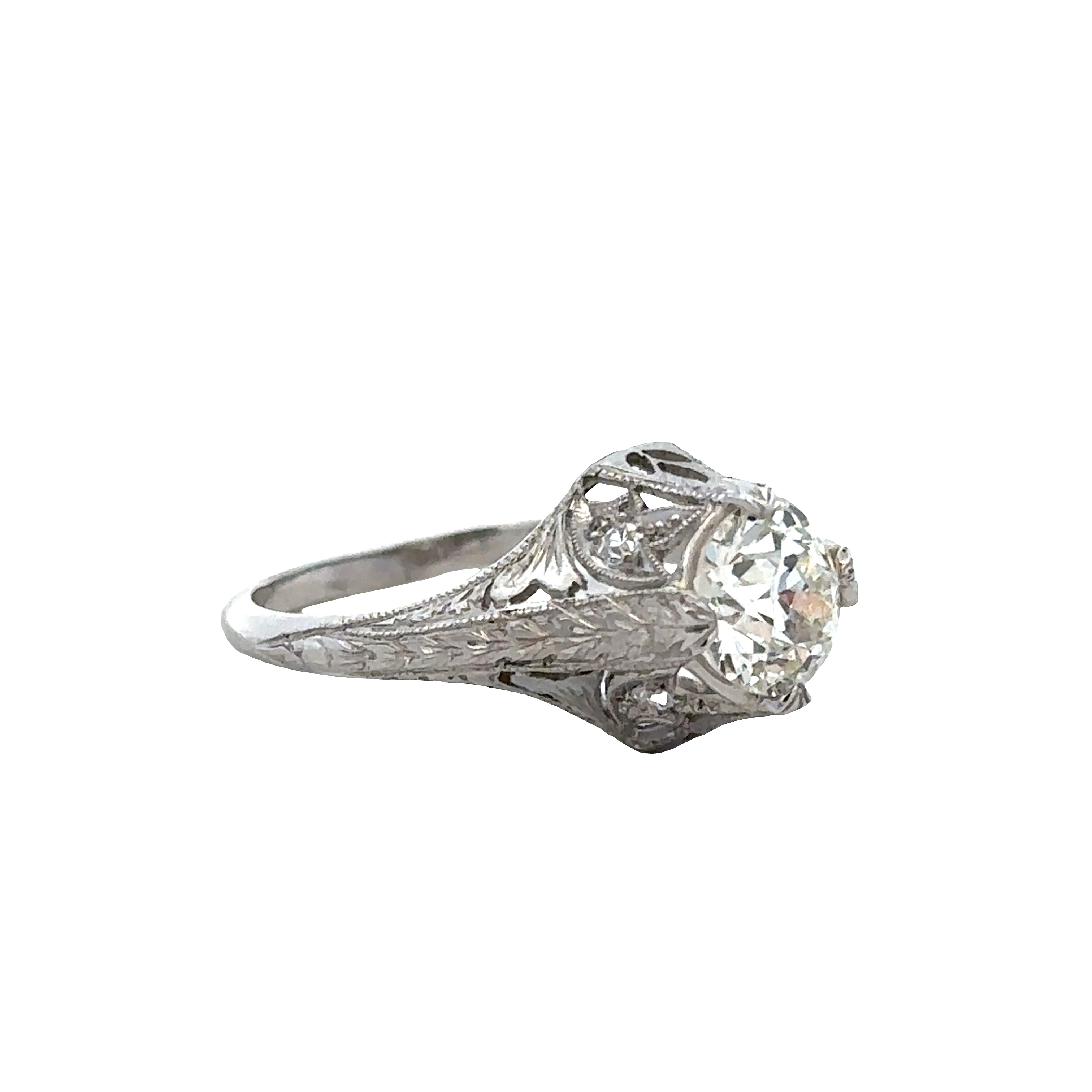 Vintage Art Deco Platinum Diamond Engagement Ring – Size 7