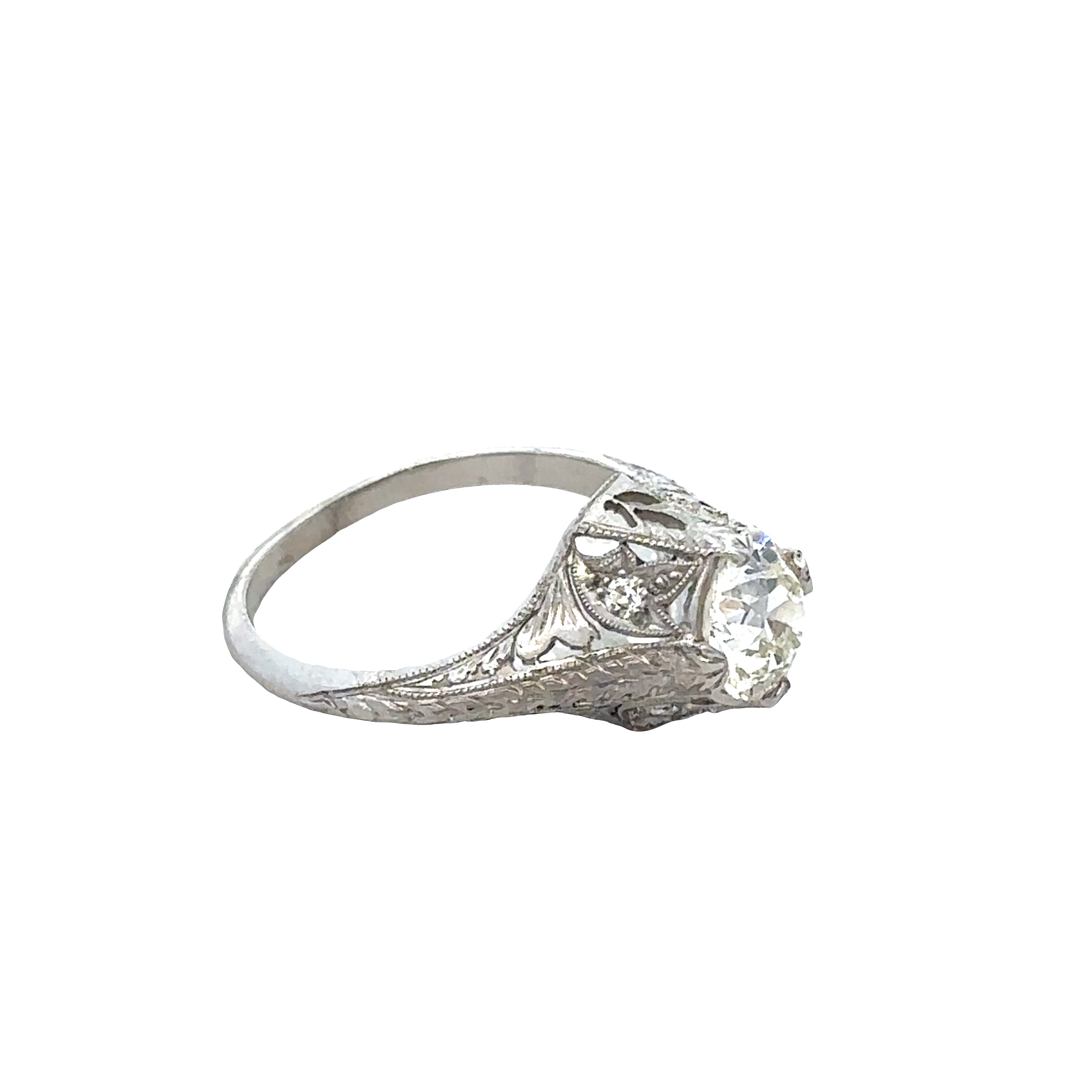 Vintage Art Deco Platinum Diamond Engagement Ring – Size 7