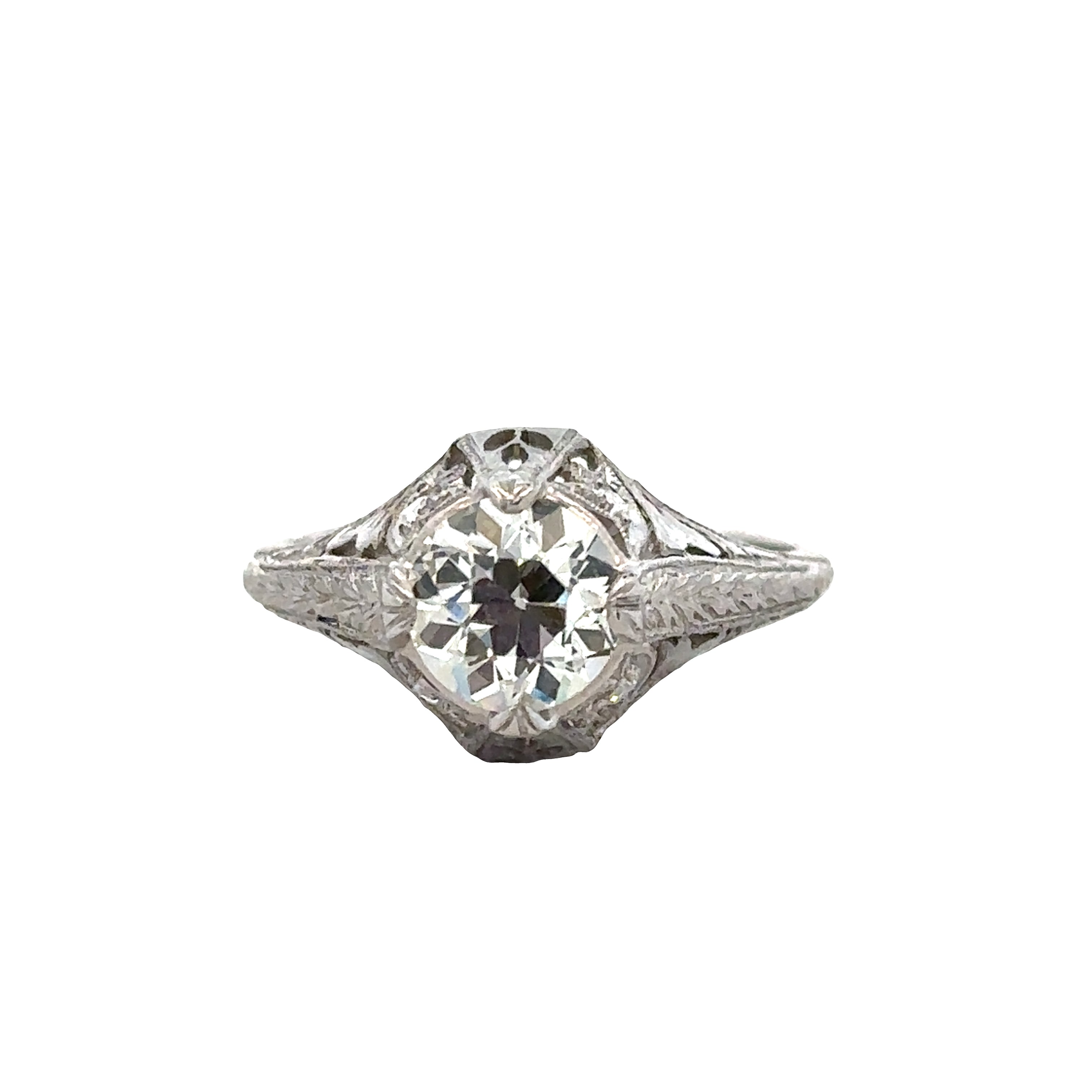 Vintage Art Deco Platinum Diamond Engagement Ring – Size 7