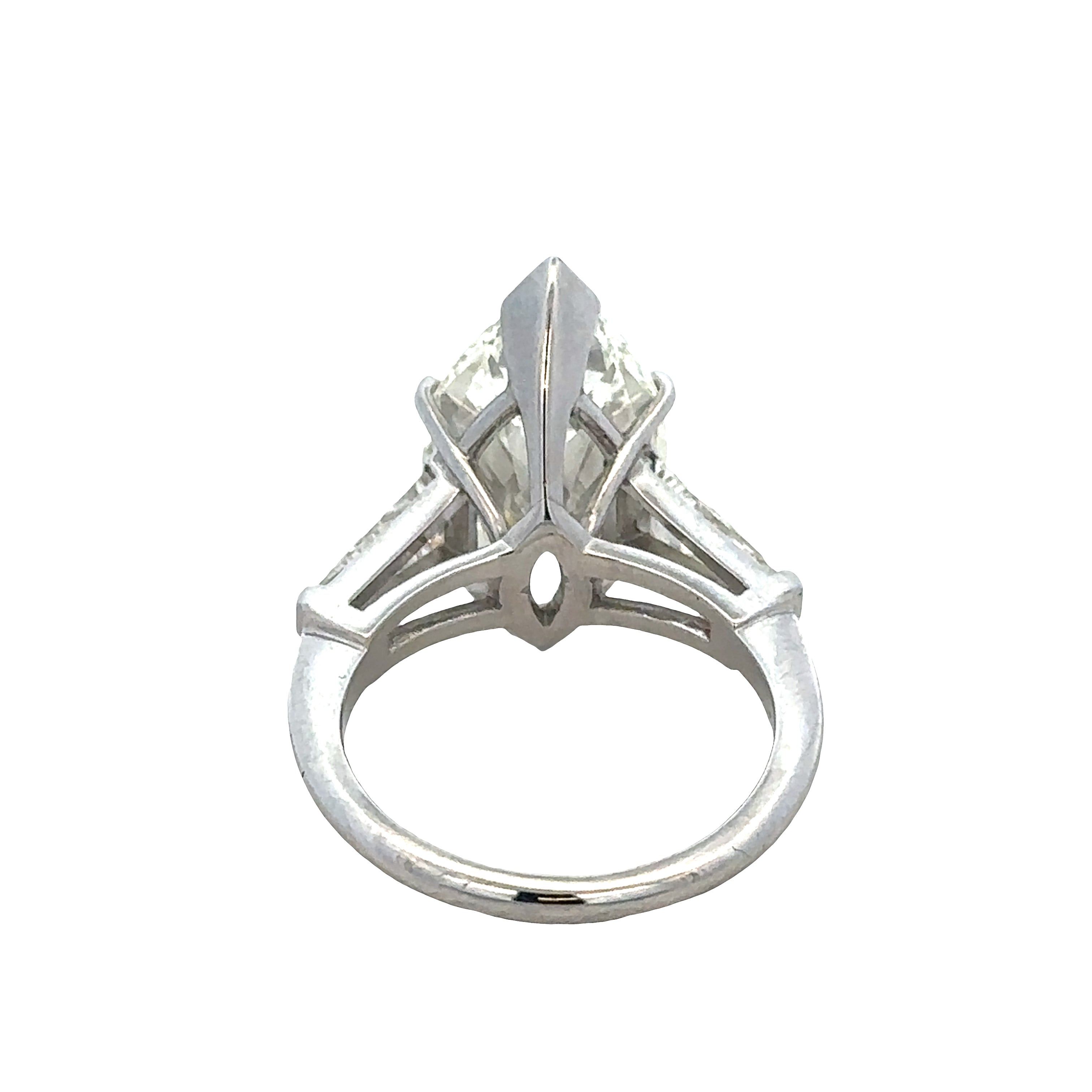 Platinum 6.16 Carat Marquise Cut Diamond Engagement Ring with Tapered Baguette Diamonds – Size 6