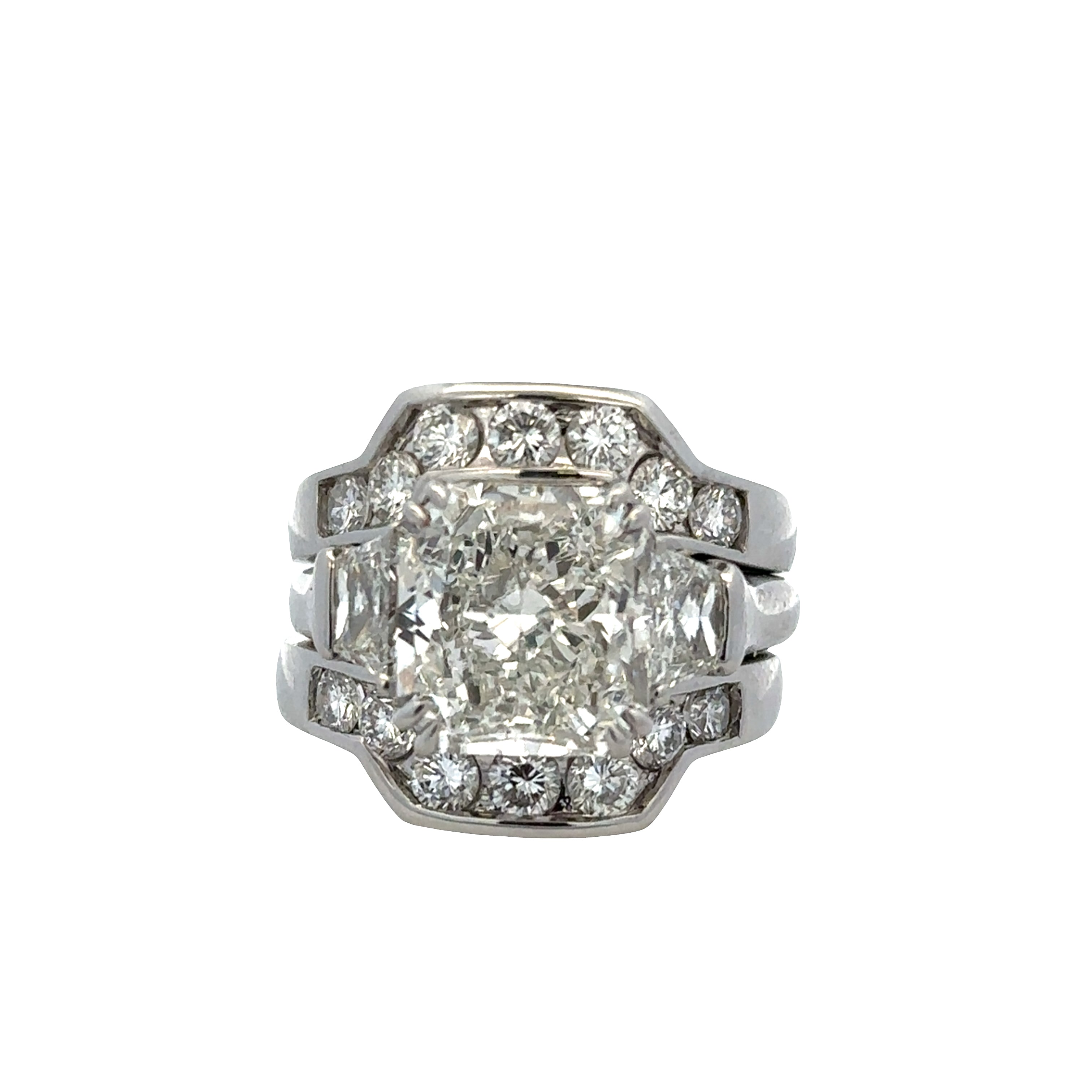 Designer Platinum Radiant-Cut Diamond Engagement Ring & Band Set – Size 6.25