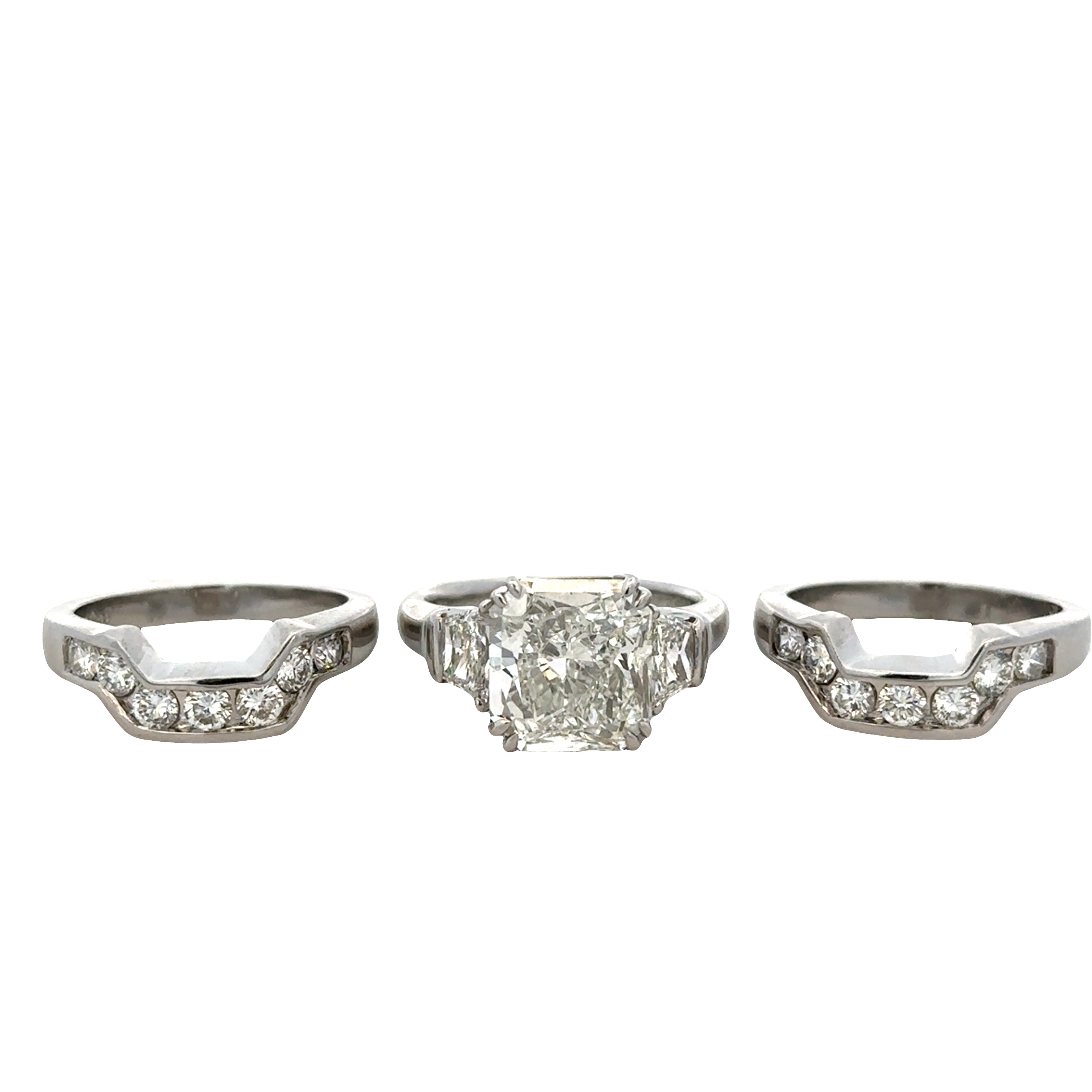 Designer Platinum Radiant-Cut Diamond Engagement Ring & Band Set – Size 6.25