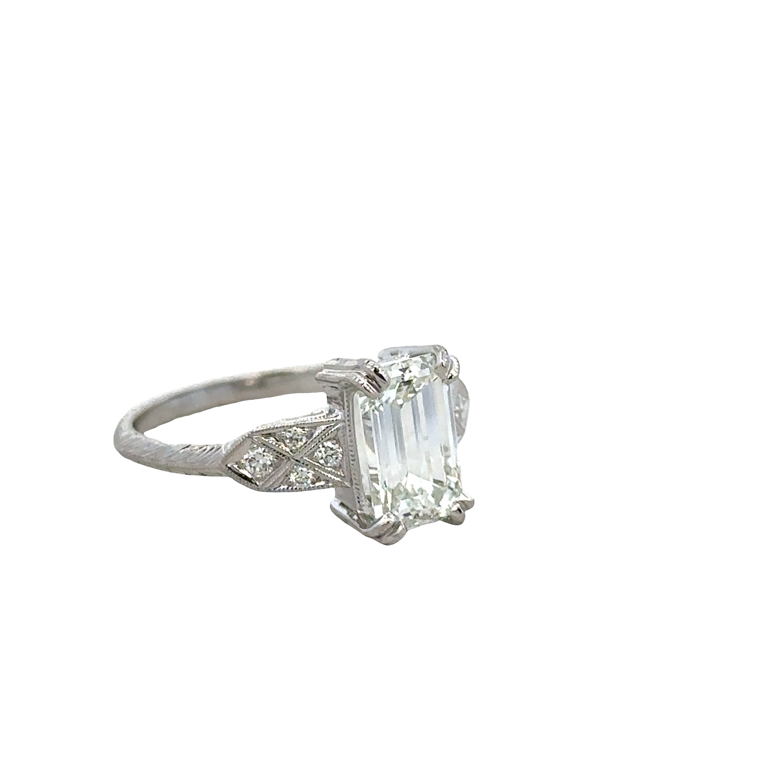 18k White Gold GIA Emerald Cut Diamond Engagement Ring – Size 6.5