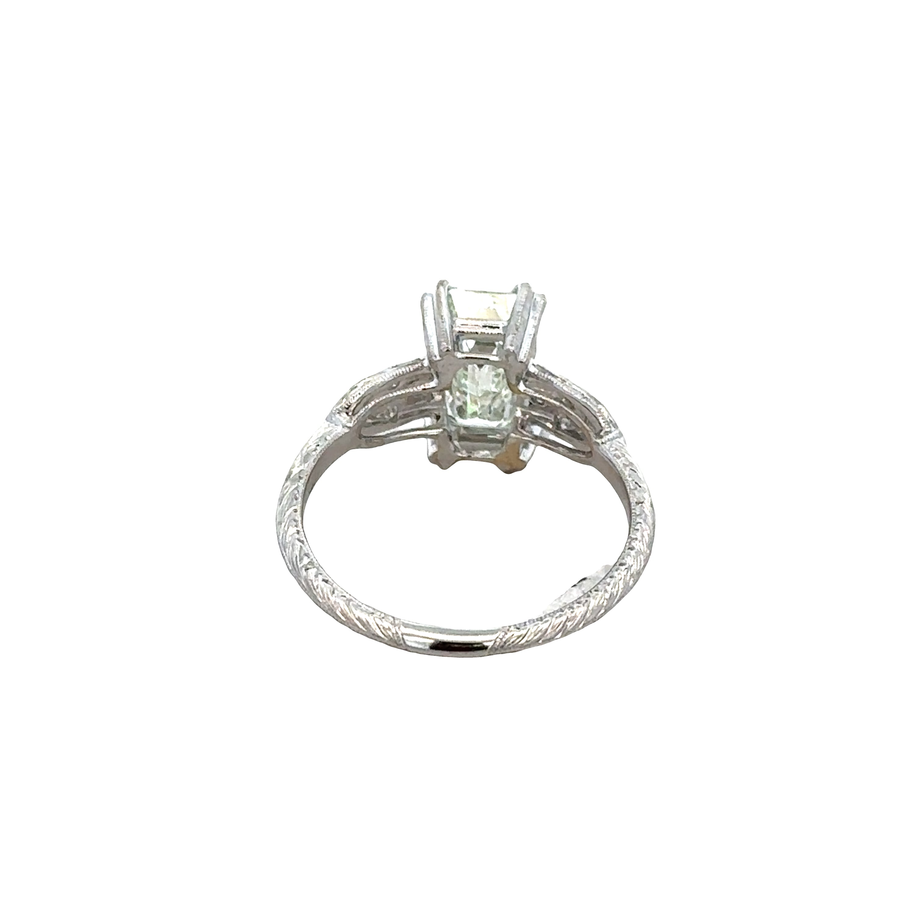18k White Gold GIA Emerald Cut Diamond Engagement Ring – Size 6.5