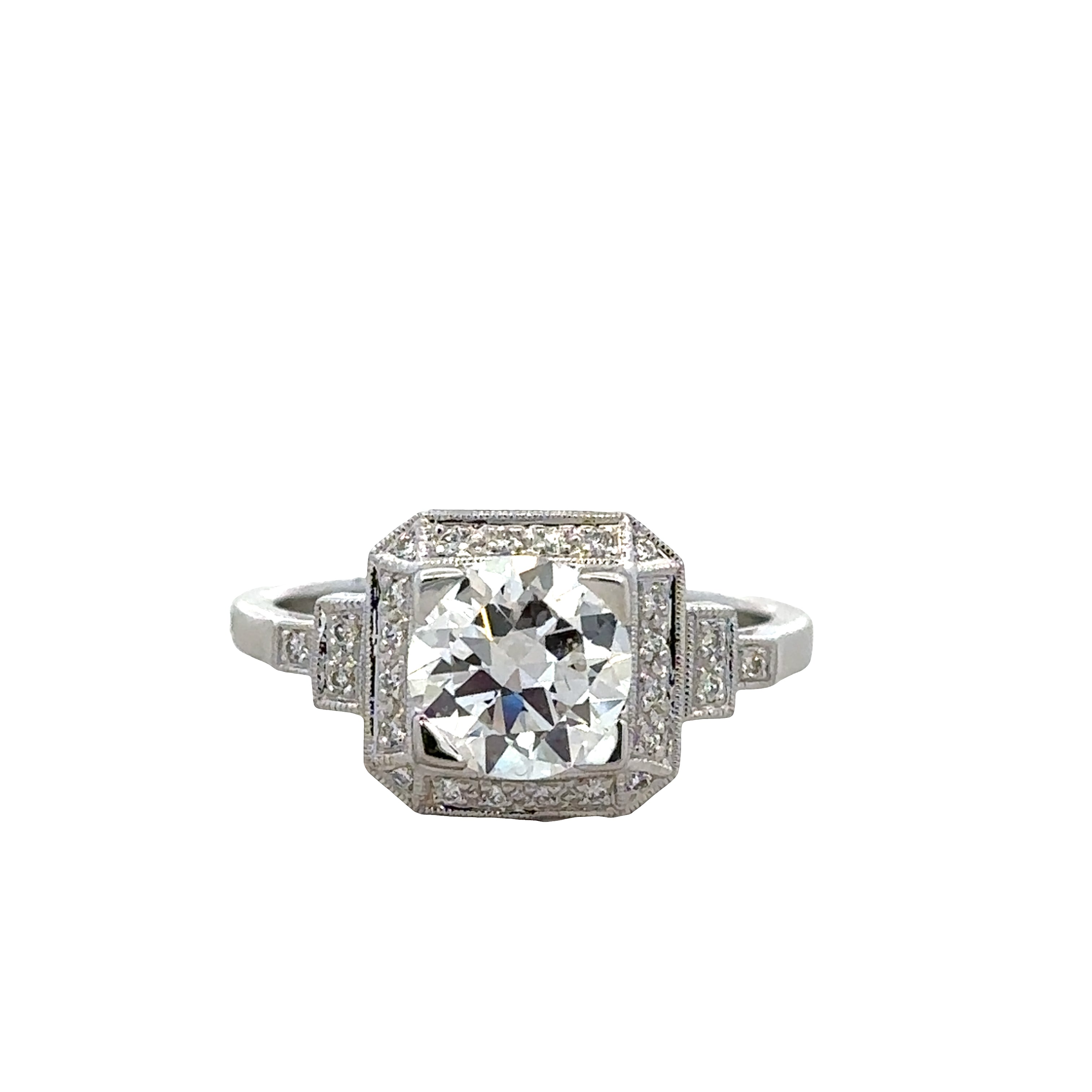 18k White Gold GIA Old European Cut Diamond Engagement Ring – Size 6.5