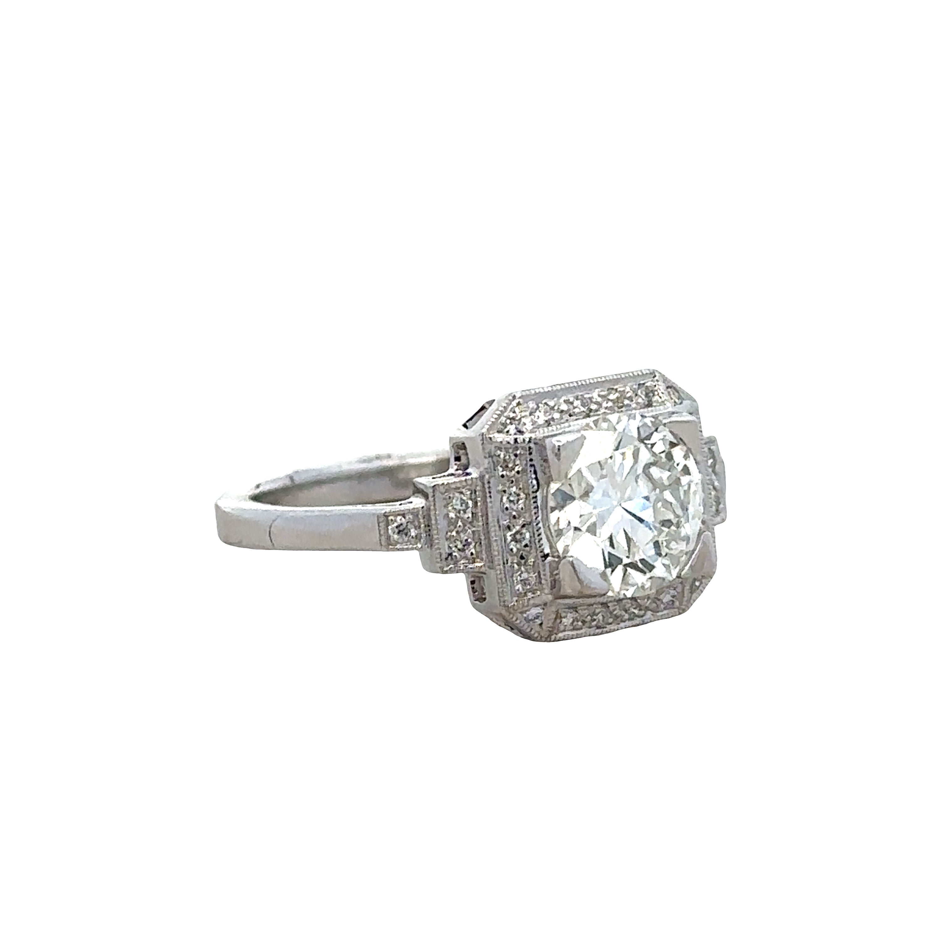 18k White Gold GIA Old European Cut Diamond Engagement Ring – Size 6.5