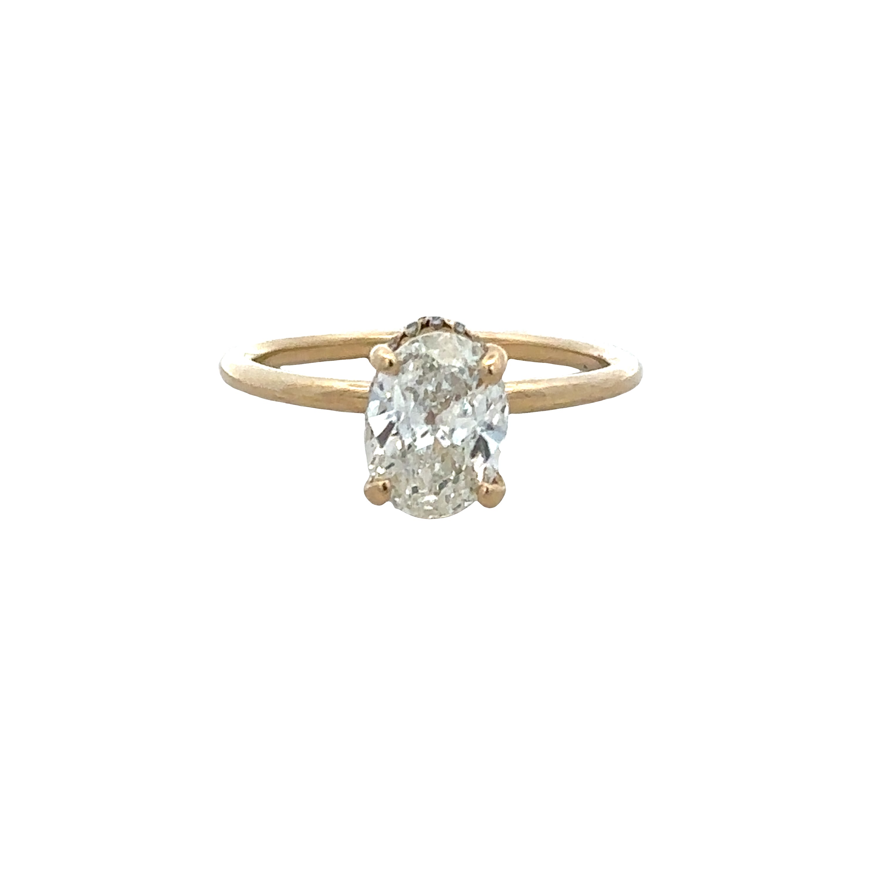 18k Yellow Gold GIA Oval Cut Diamond Engagement Ring – Size 6.5