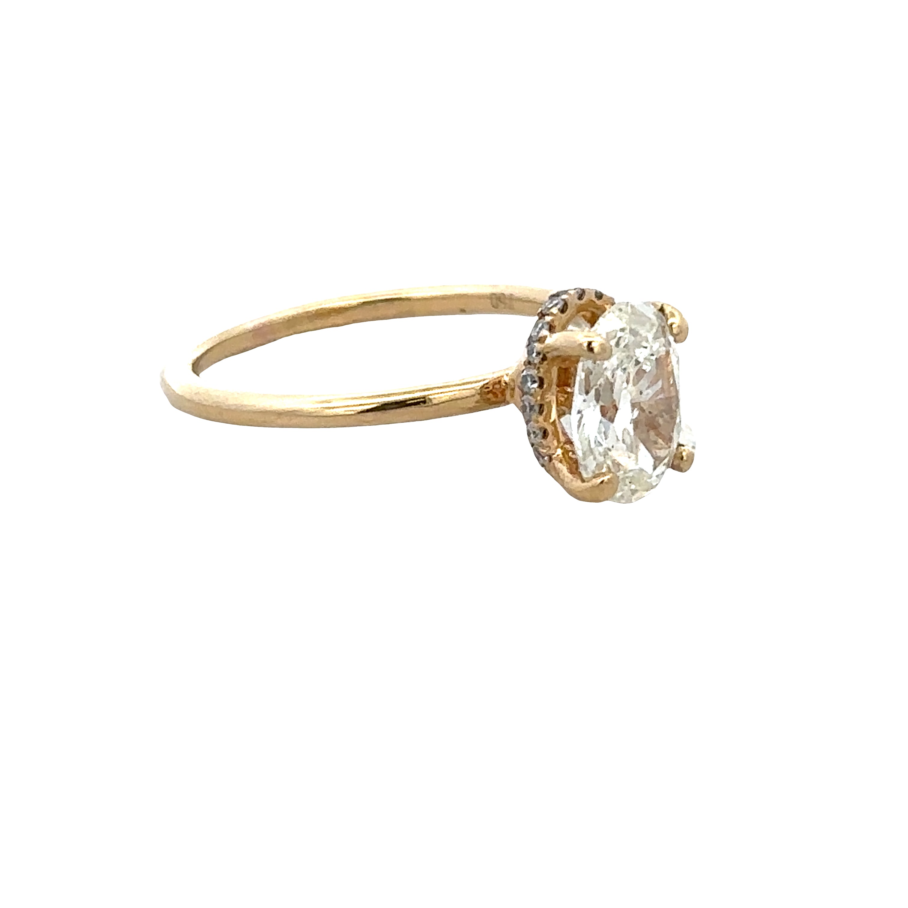 18k Yellow Gold GIA Oval Cut Diamond Engagement Ring – Size 6.5