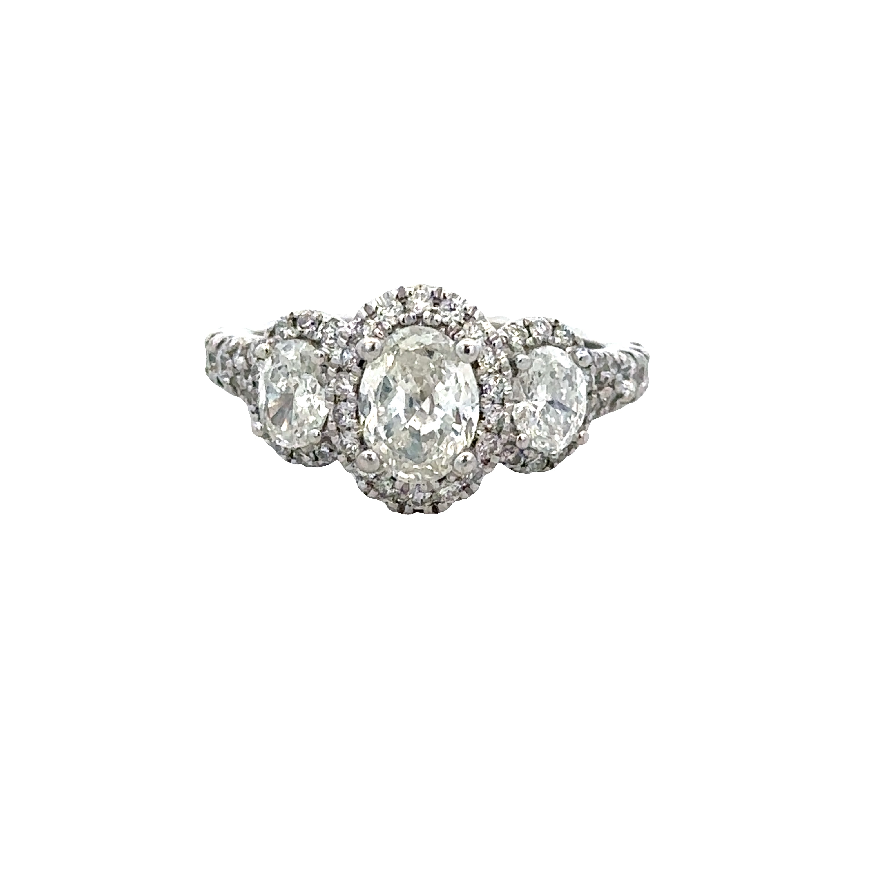 Estate Vera Wang 14k White Gold Oval Diamond Halo Engagement Ring – Size 4.75