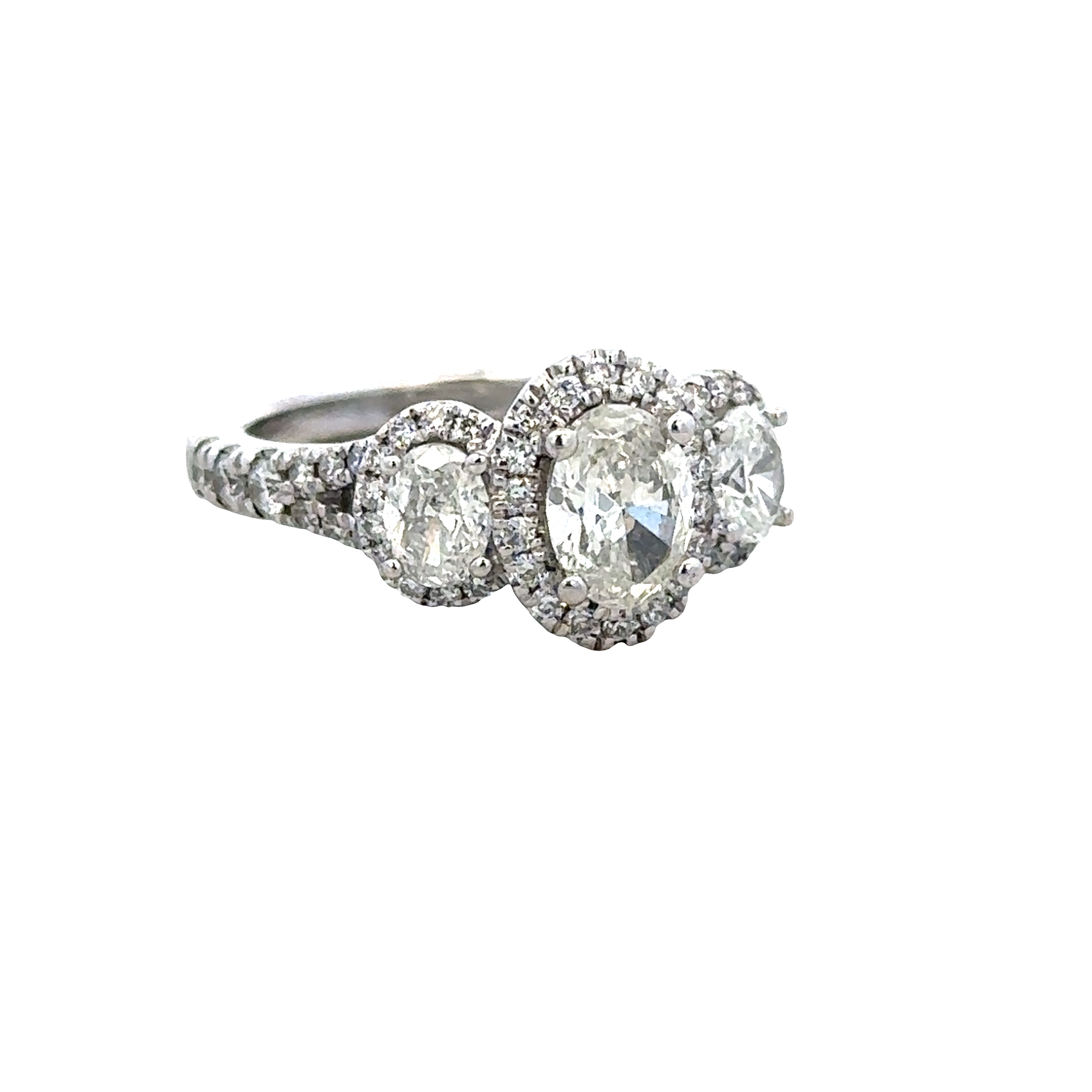 Estate Vera Wang 14k White Gold Oval Diamond Halo Engagement Ring – Size 4.75