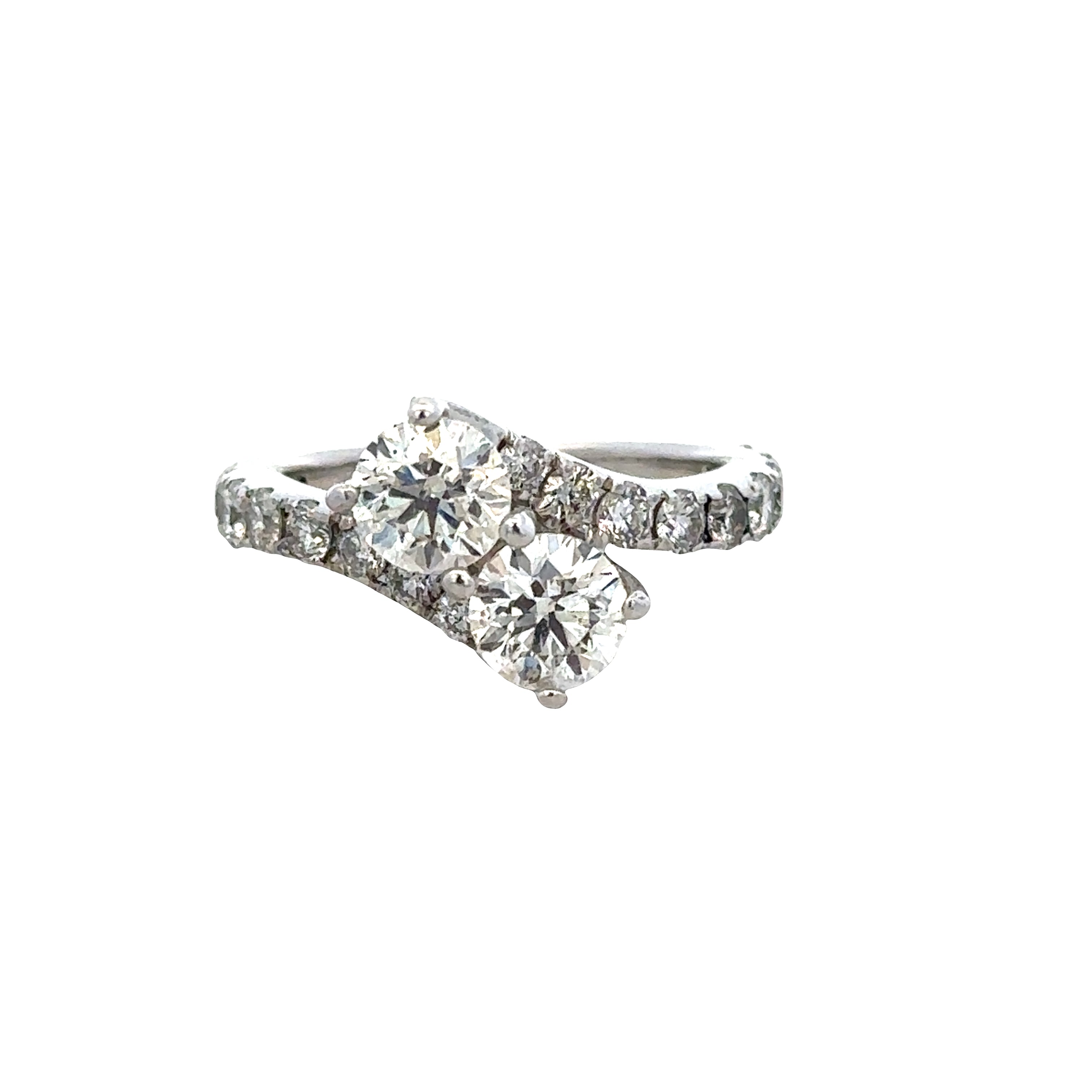 14k White Gold 2.30 CTW Diamond Bypass Ring – Size 6