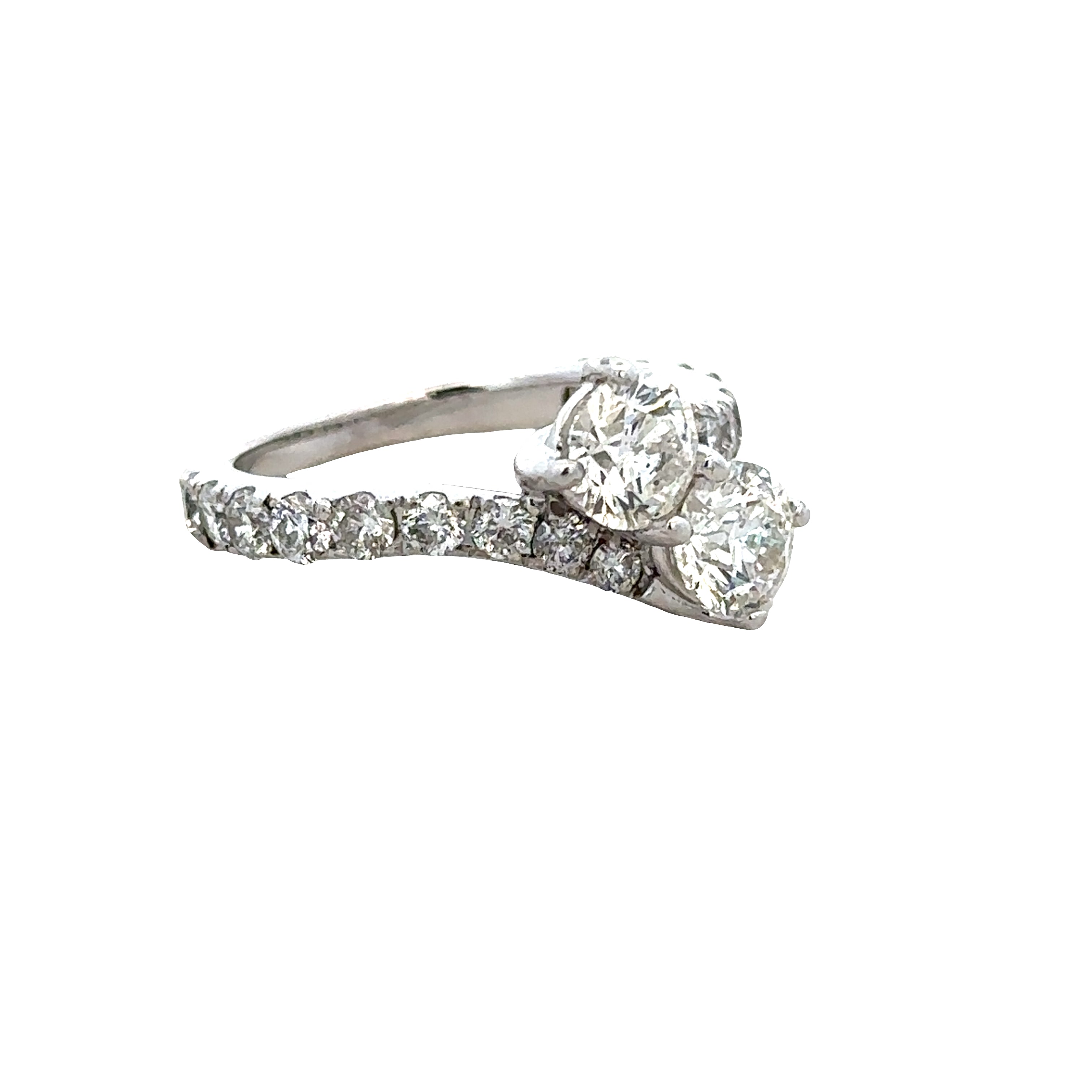 14k White Gold 2.30 CTW Diamond Bypass Ring – Size 6