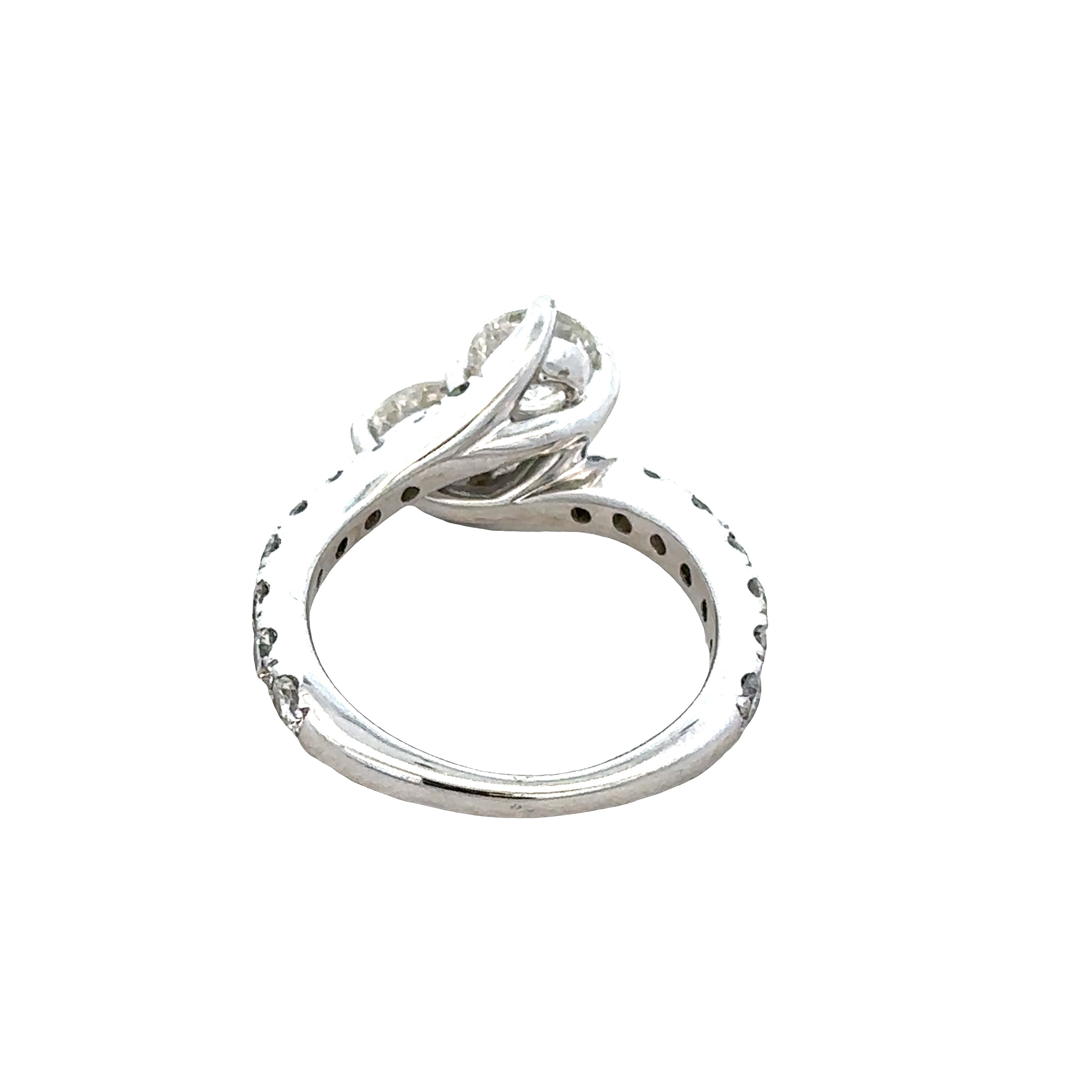 14k White Gold 2.30 CTW Diamond Bypass Ring – Size 6