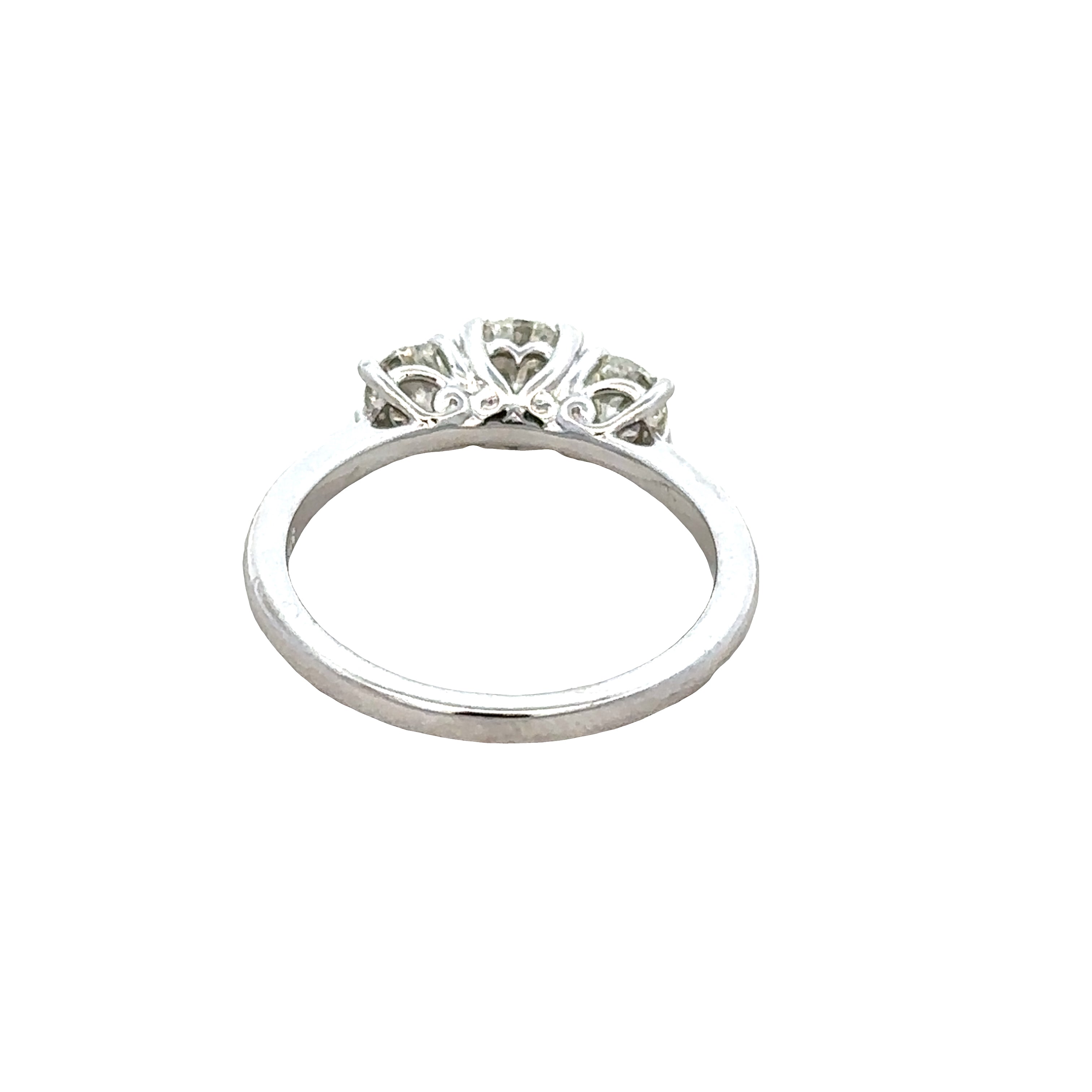 14k White Gold 1.05 CTW Three-Stone Diamond Ring – Size 6.75