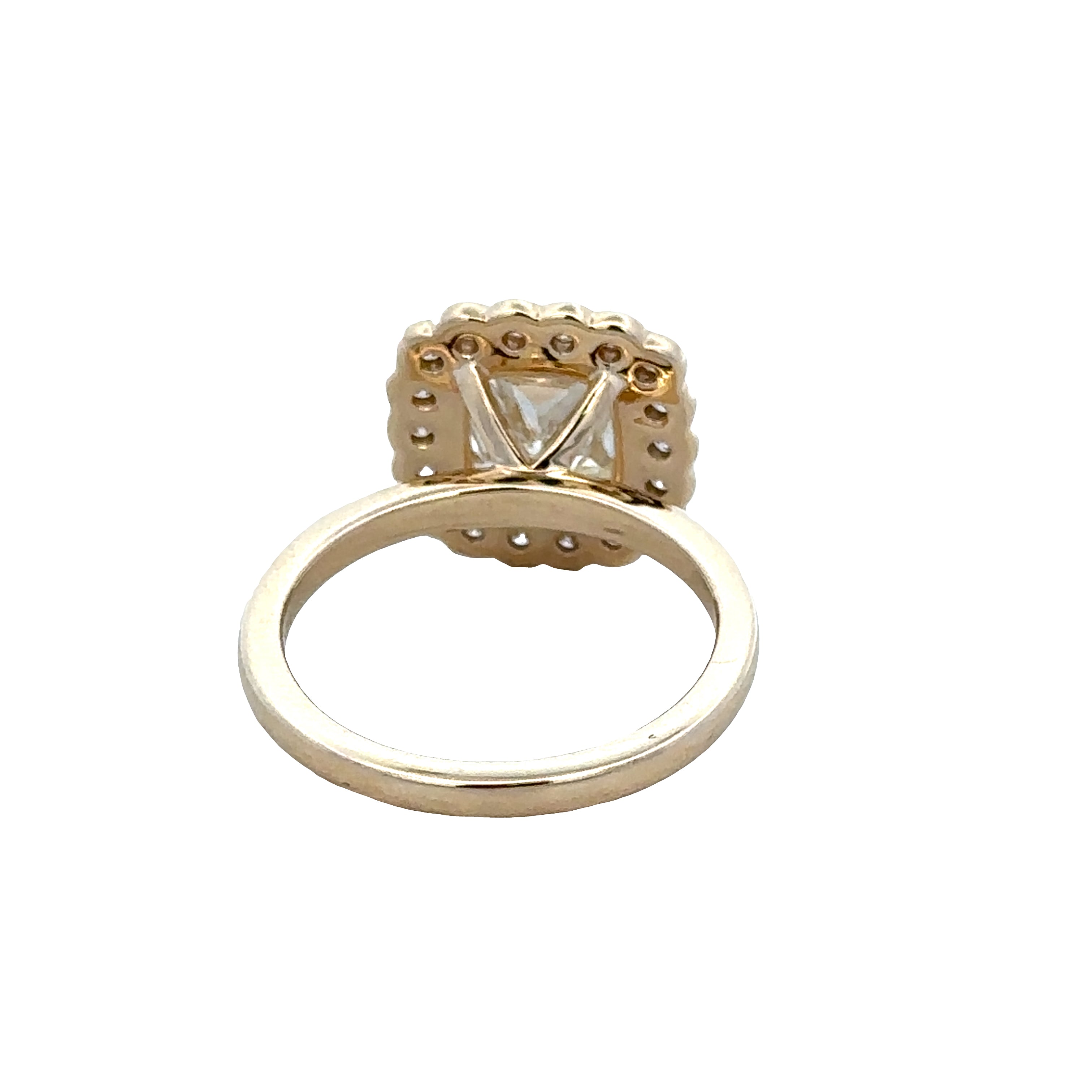 14k Yellow Gold GIA Cushion Cut Diamond Halo Ring – Size 6