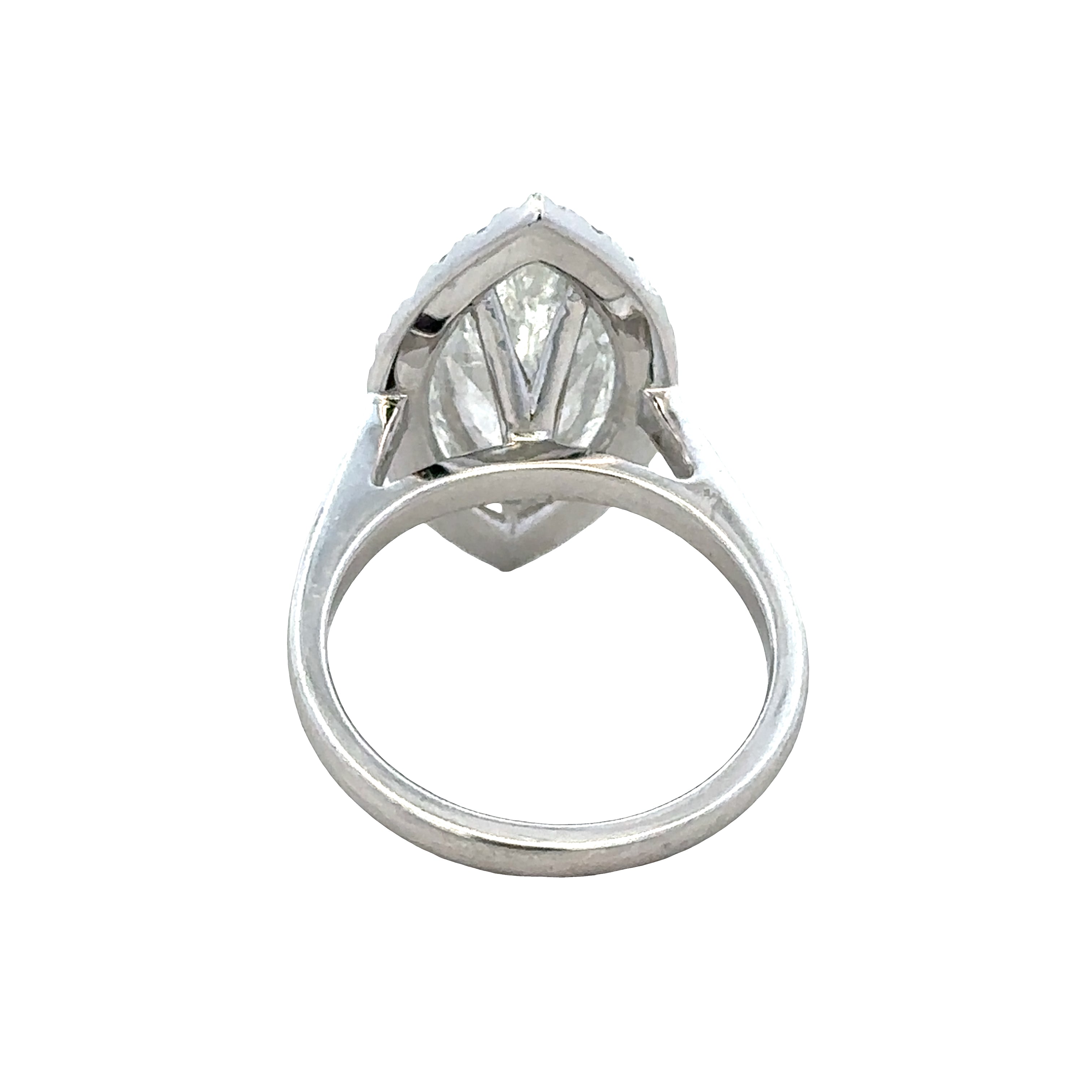 14k White Gold & Platinum 4.10 CT Marquise Diamond Halo Ring – Size 6.25