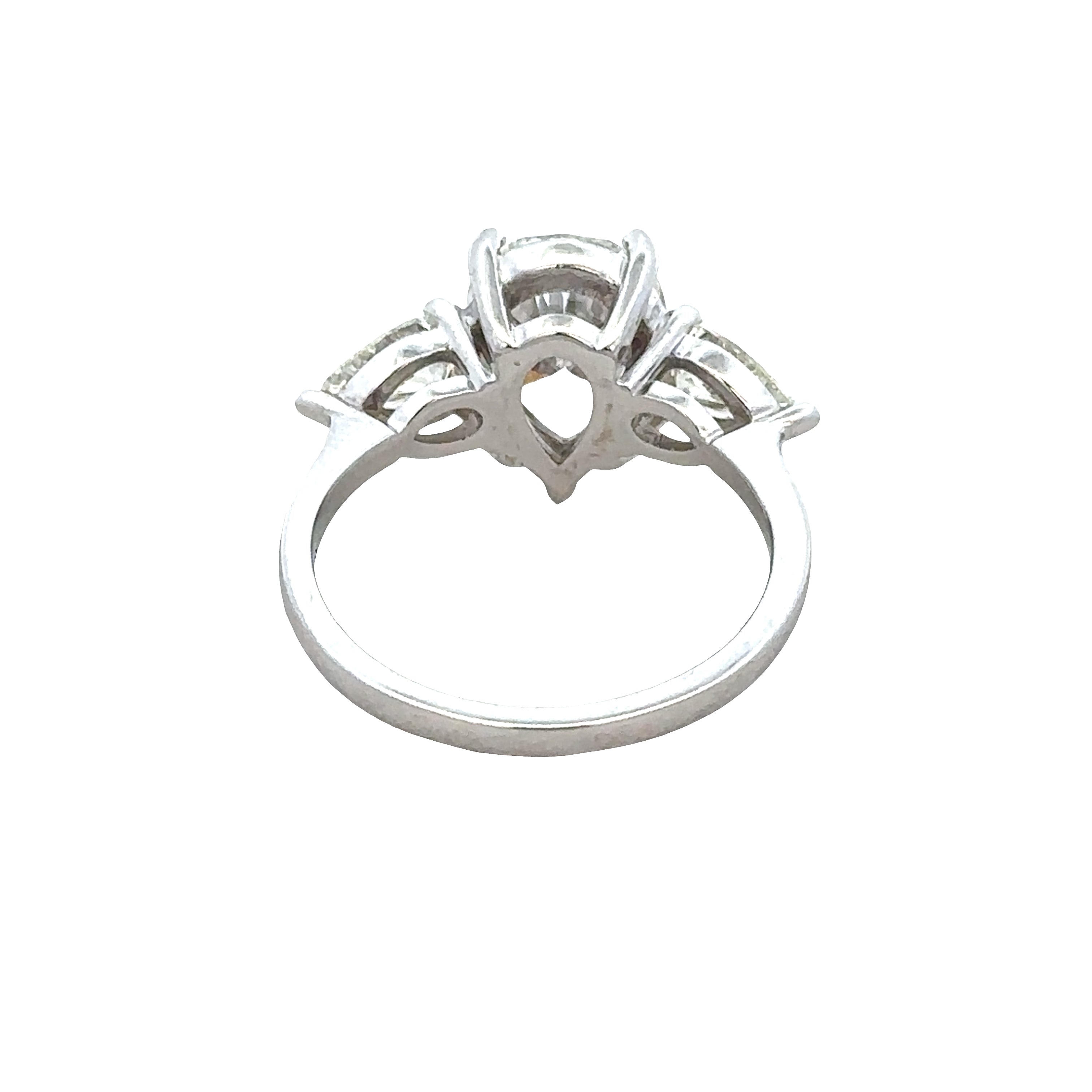 18k White Gold 3.86 CTW Pear Shaped Diamond Three-Stone Engagement Ring – Size 6.5