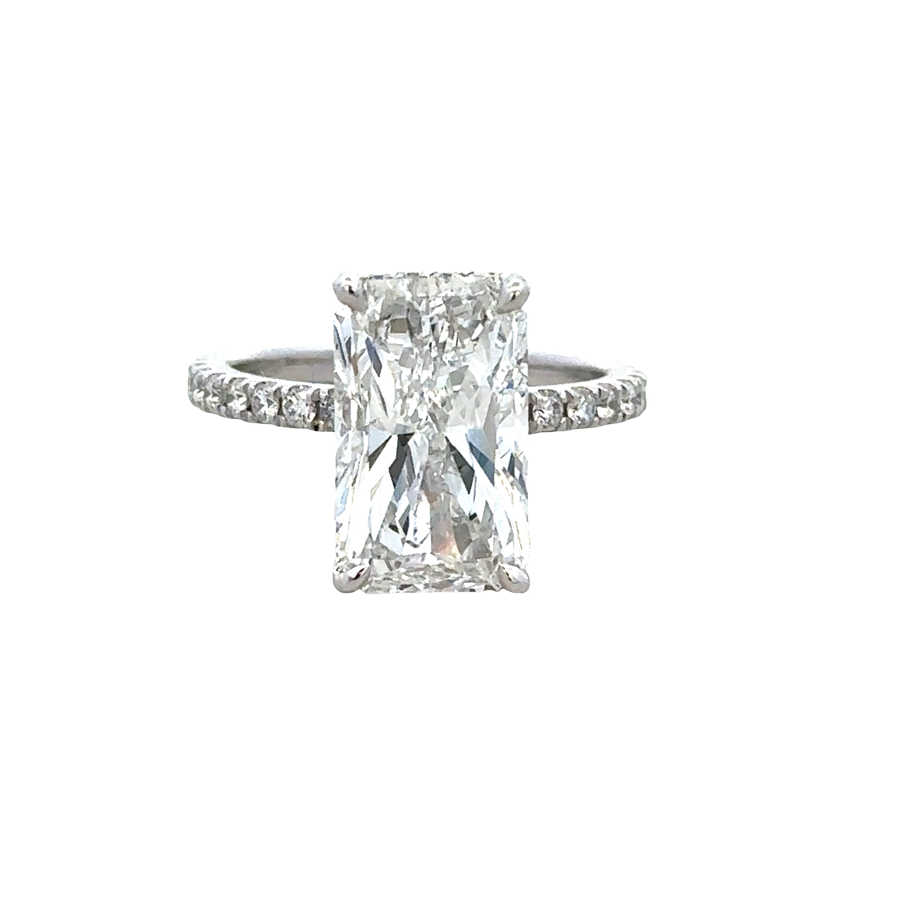 Platinum 4.66 Ct. Radiant Cut Diamond Engagement Ring – Size 4.75