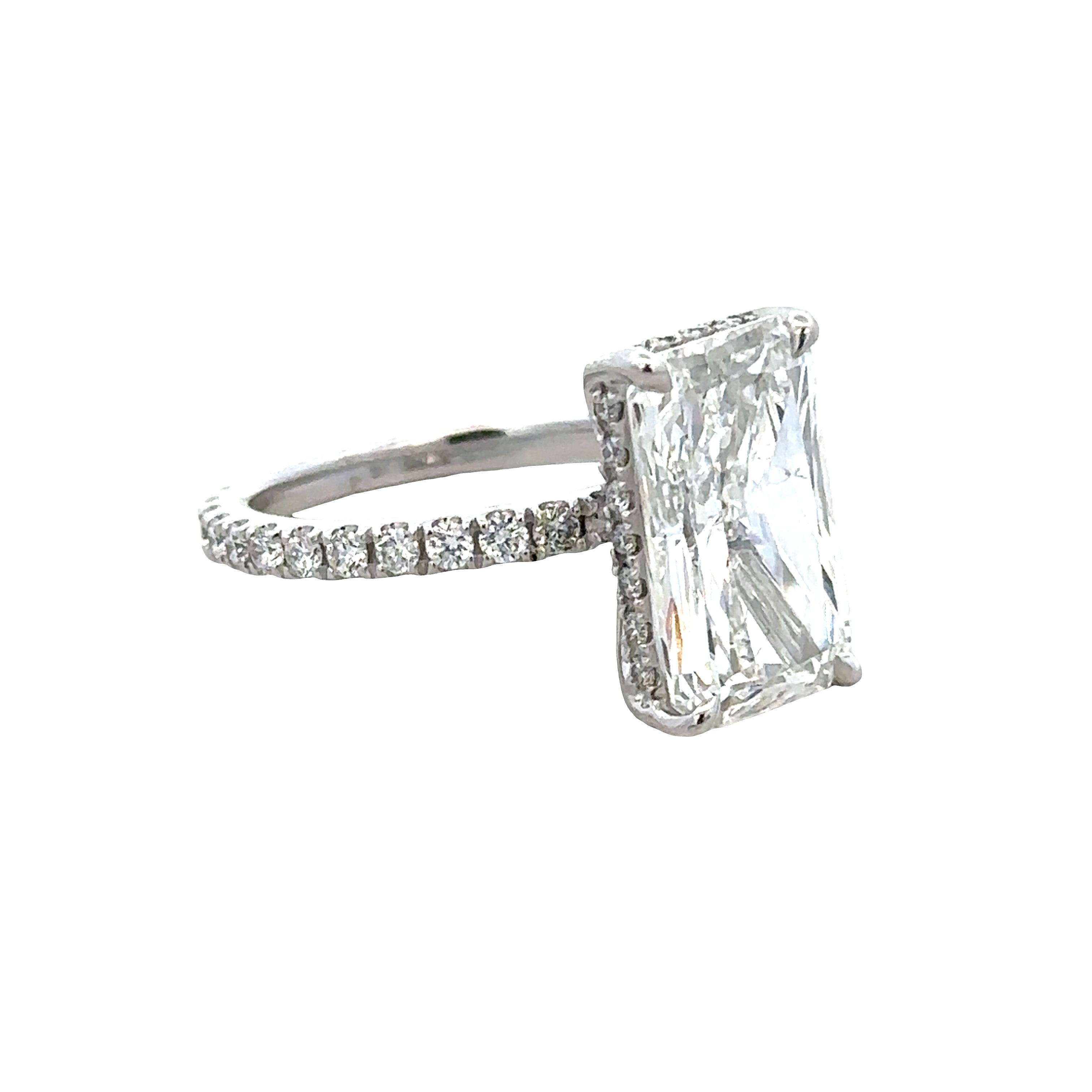 Platinum 4.66 Ct. Radiant Cut Diamond Engagement Ring – Size 4.75