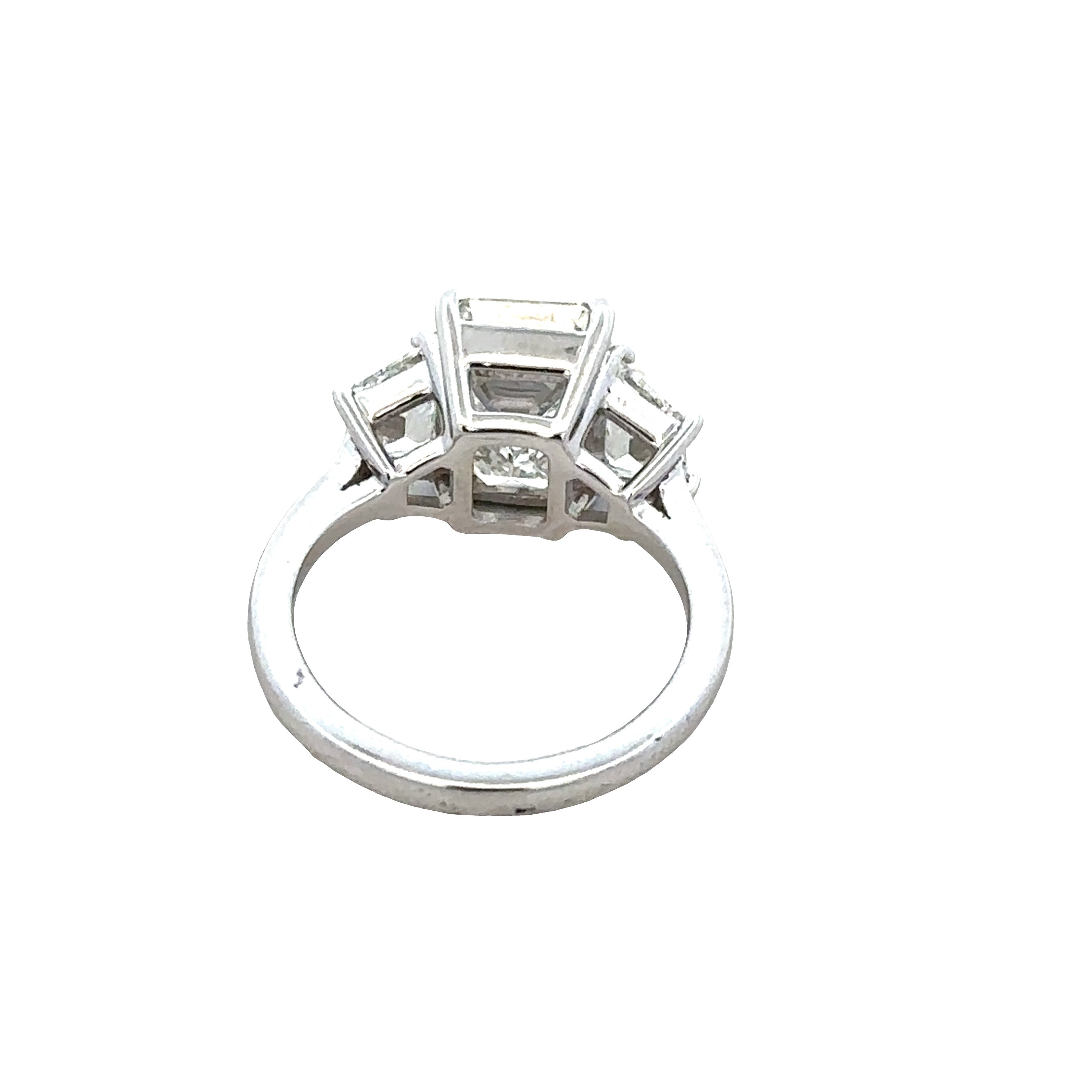 Platinum 5.06 CTW Emerald Cut & Trapezoid Diamond Three-Stone Ring