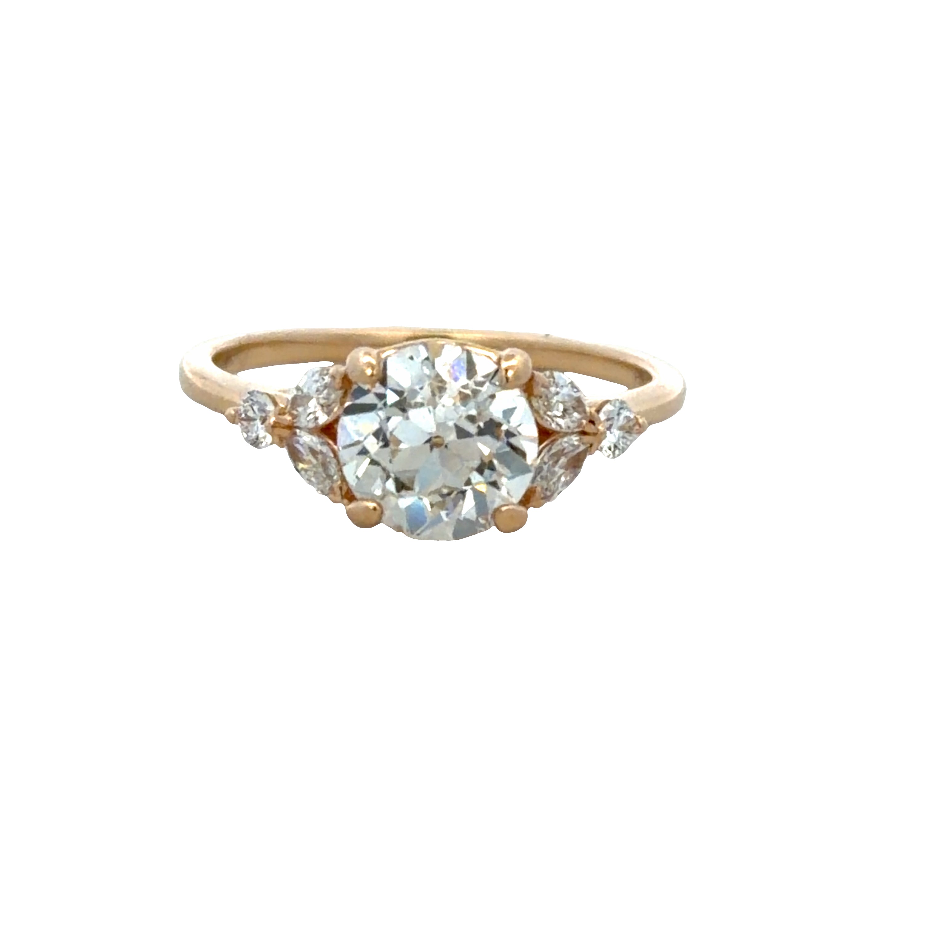 14k Yellow Gold 1.55 CT Old European Cut Diamond Vintage-Inspired Engagement Ring – Size 6.75