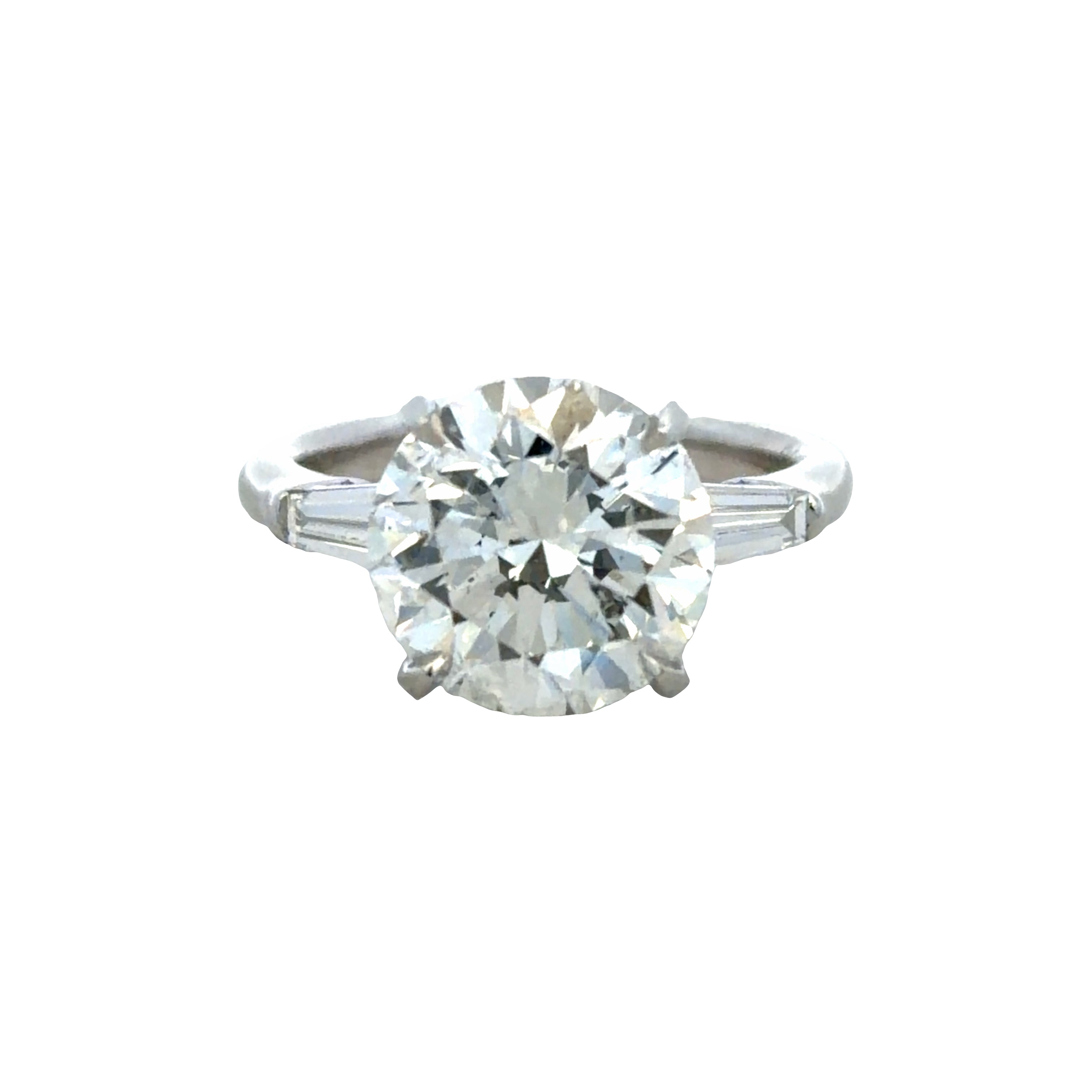 Platinum GIA 5.01 CT Round Brilliant Cut Diamond Three-Stone Engagement Ring – Size 6.25