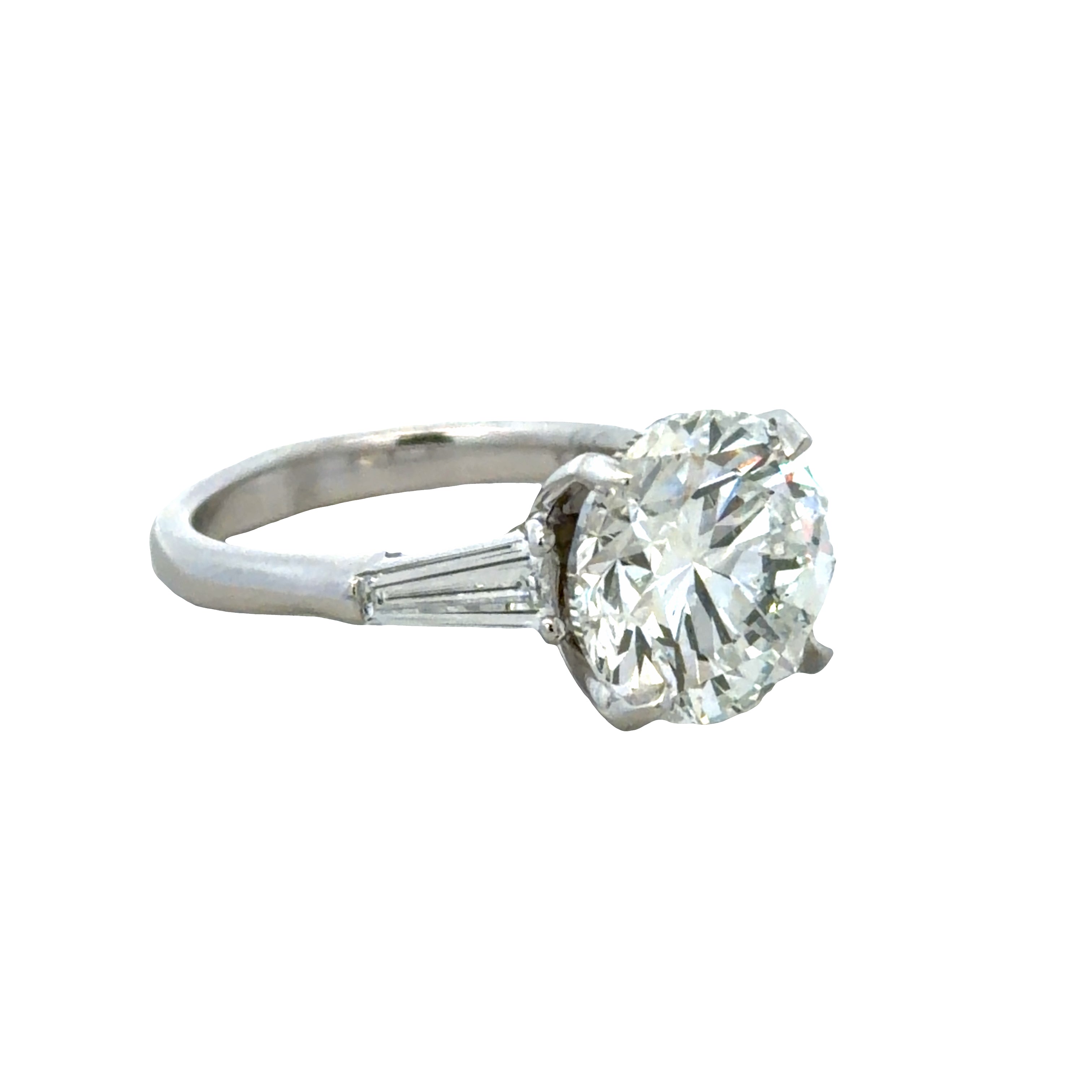 Platinum GIA 5.01 CT Round Brilliant Cut Diamond Three-Stone Engagement Ring – Size 6.25