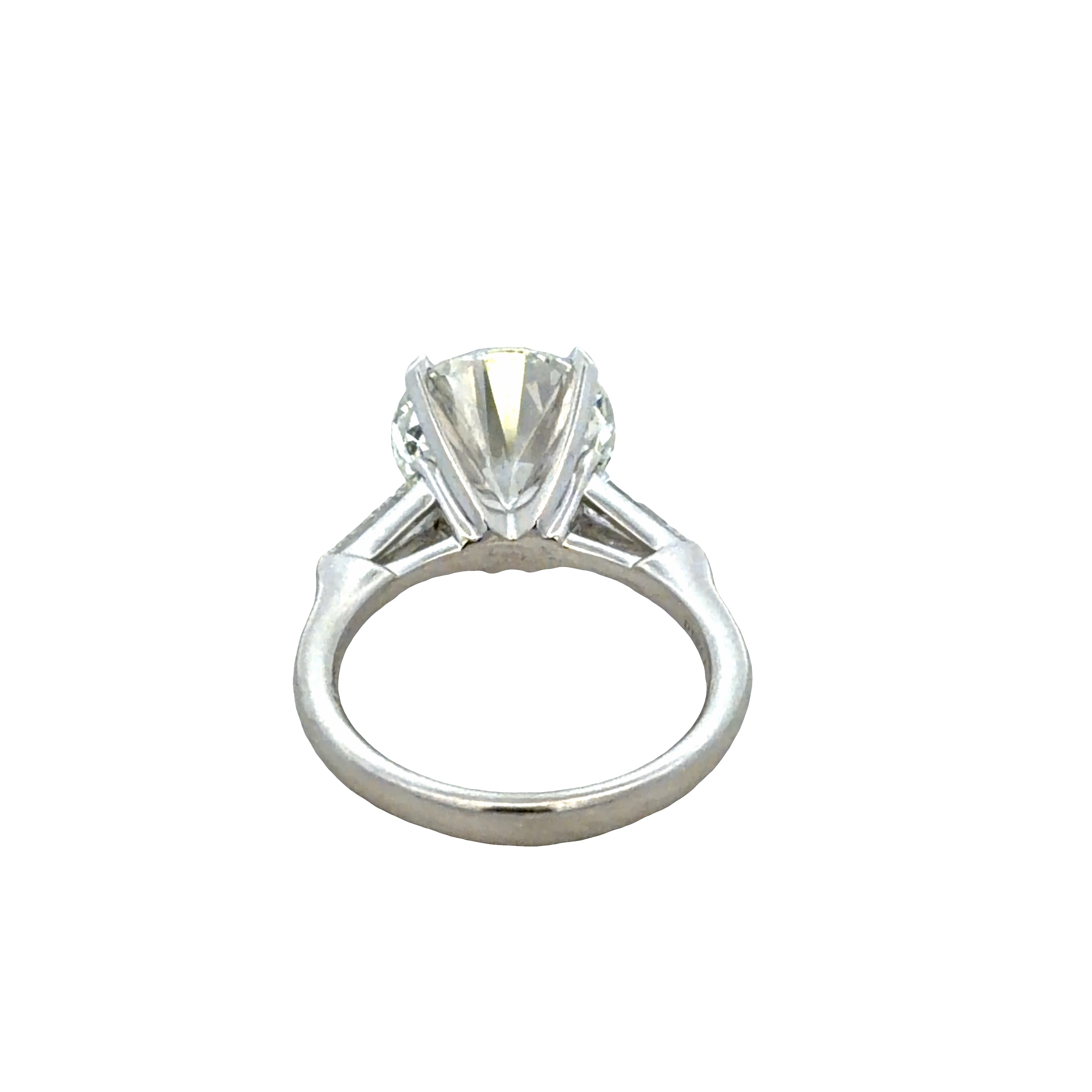 Platinum GIA 5.01 CT Round Brilliant Cut Diamond Three-Stone Engagement Ring – Size 6.25
