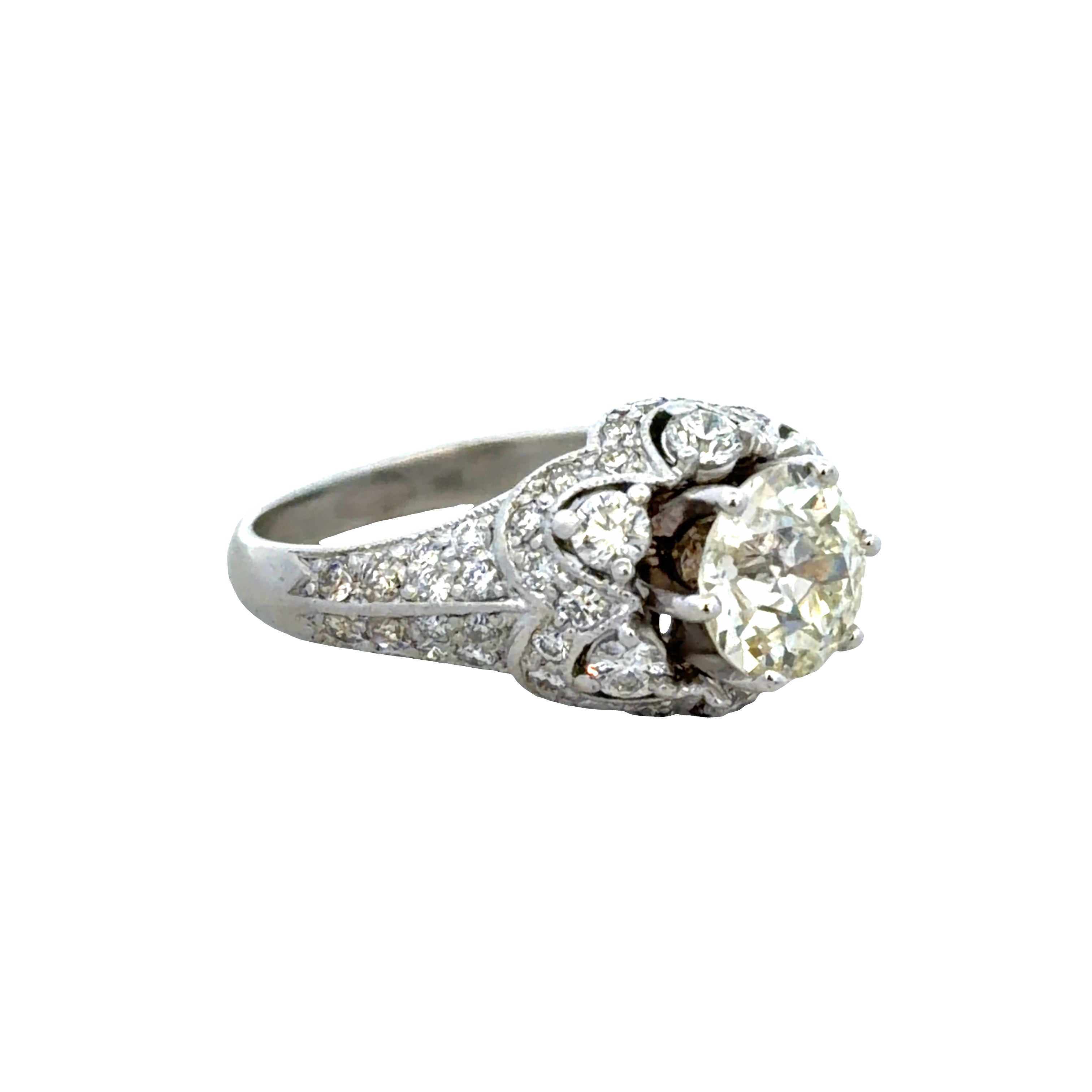 Platinum 1.50 CT Old European Cut Diamond Art Deco-Inspired Engagement Ring – Size 6.25