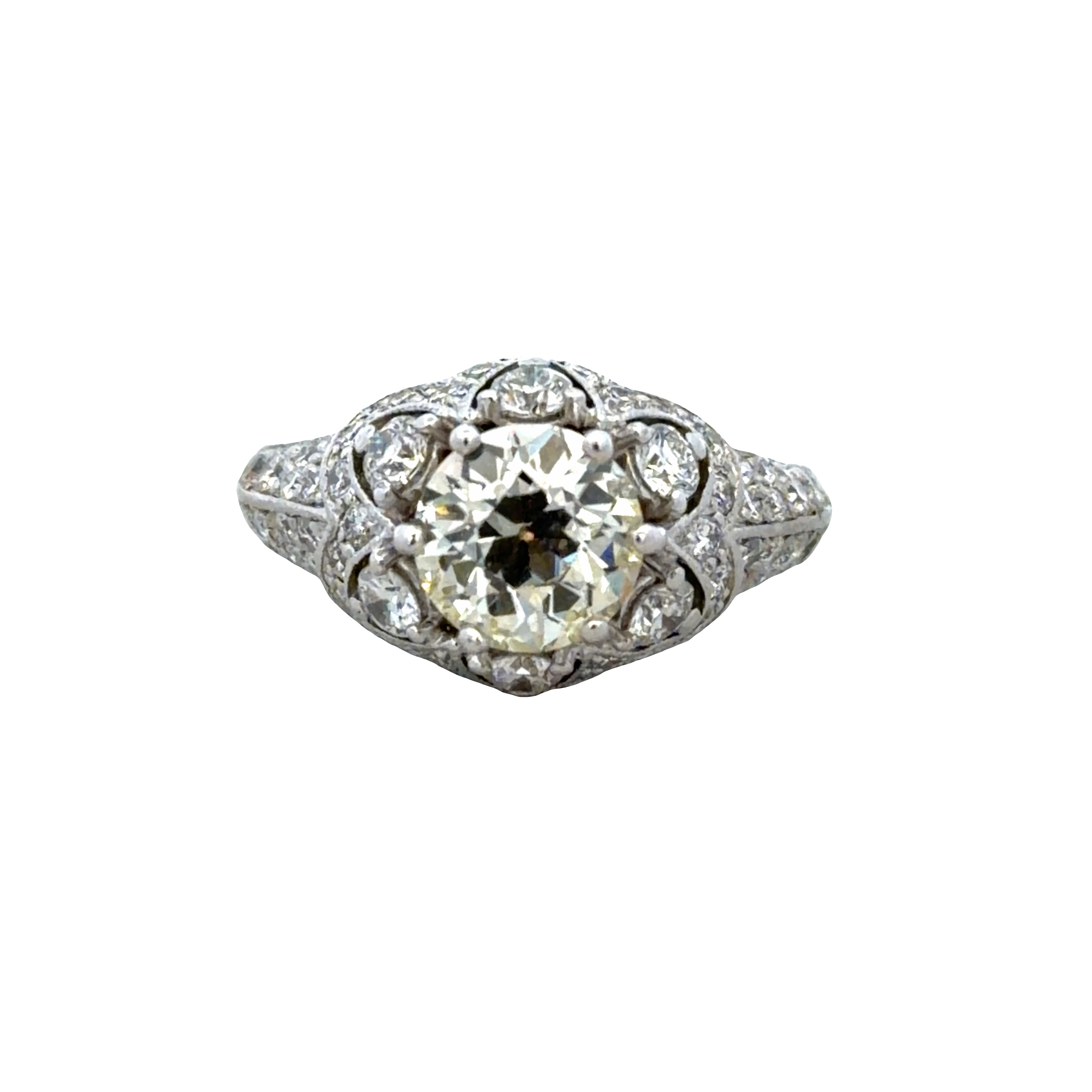 Platinum 1.50 CT Old European Cut Diamond Art Deco-Inspired Engagement Ring – Size 6.25