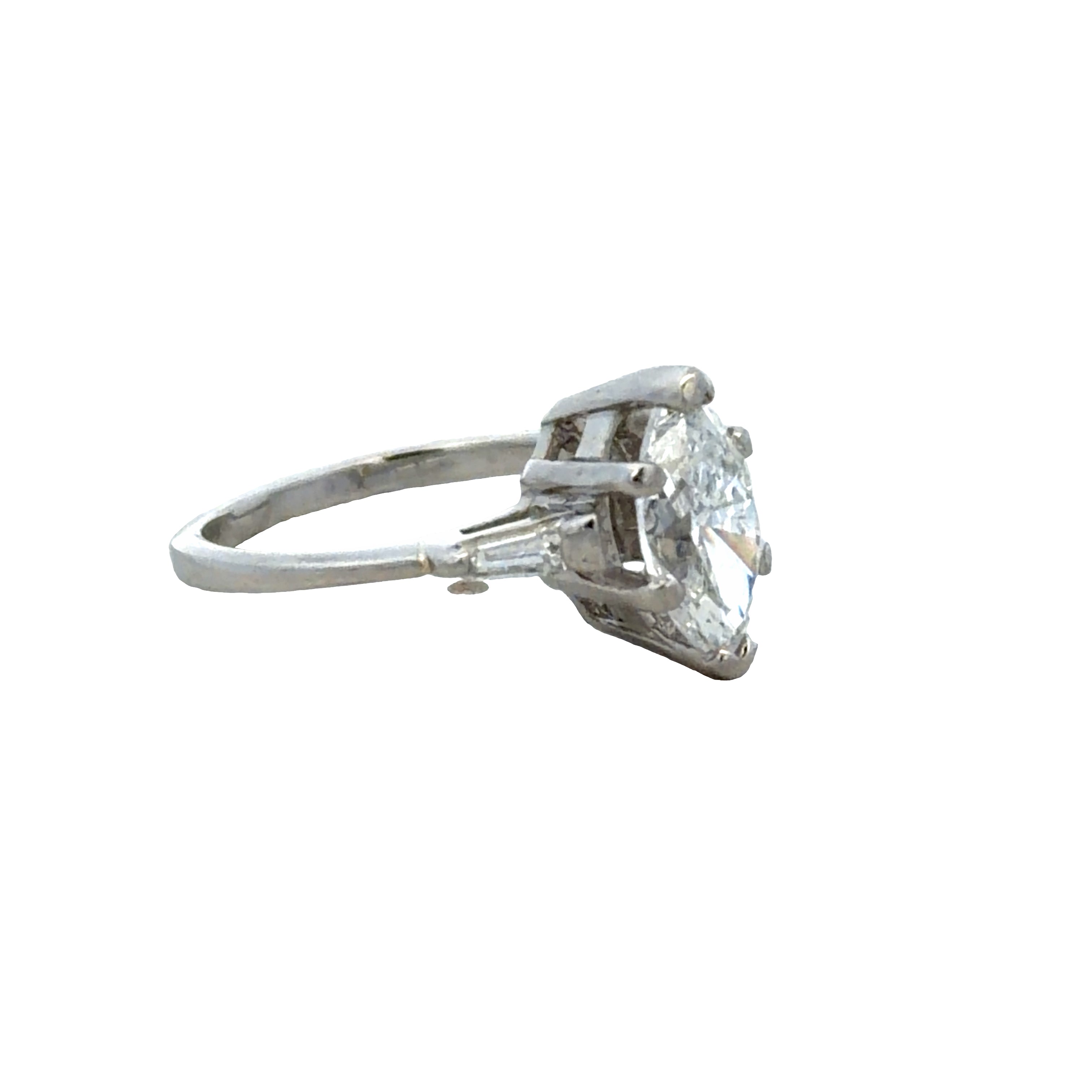 Platinum GIA 1.49 CT Marquise Cut Diamond Three-Stone Engagement Ring – Size 4.5