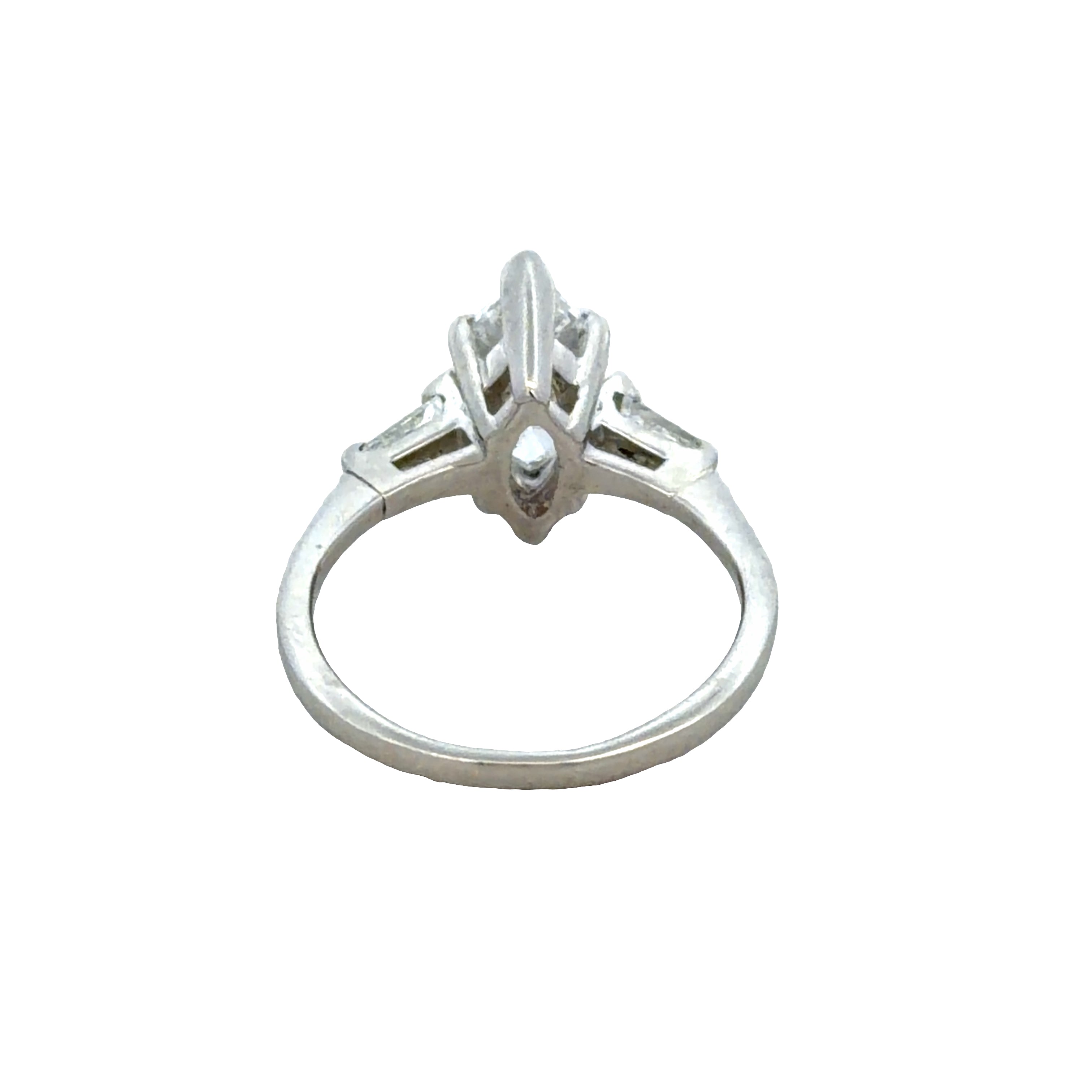 Platinum GIA 1.49 CT Marquise Cut Diamond Three-Stone Engagement Ring – Size 4.5