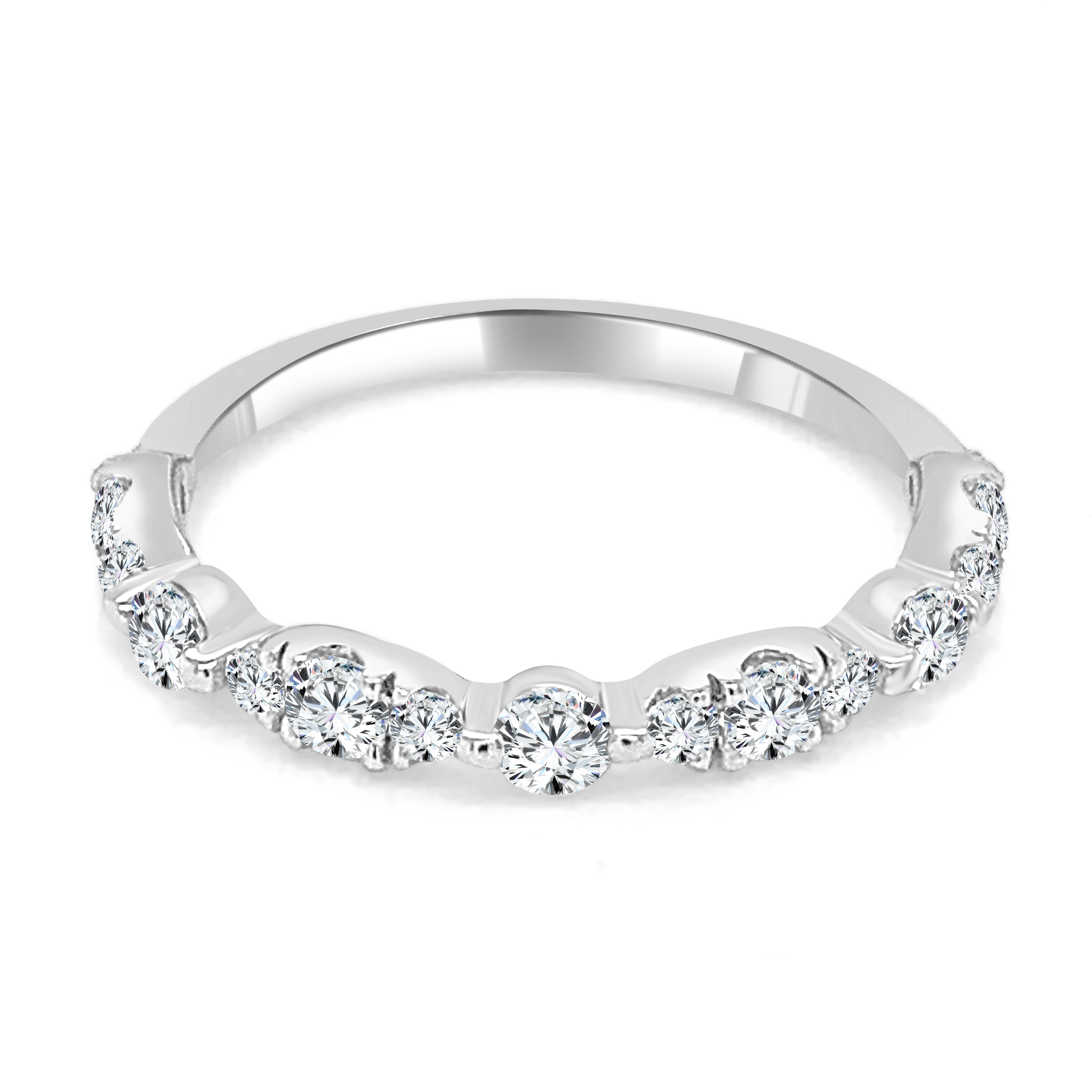 14k White Gold 0.50 Carat Diamond Alternating Band