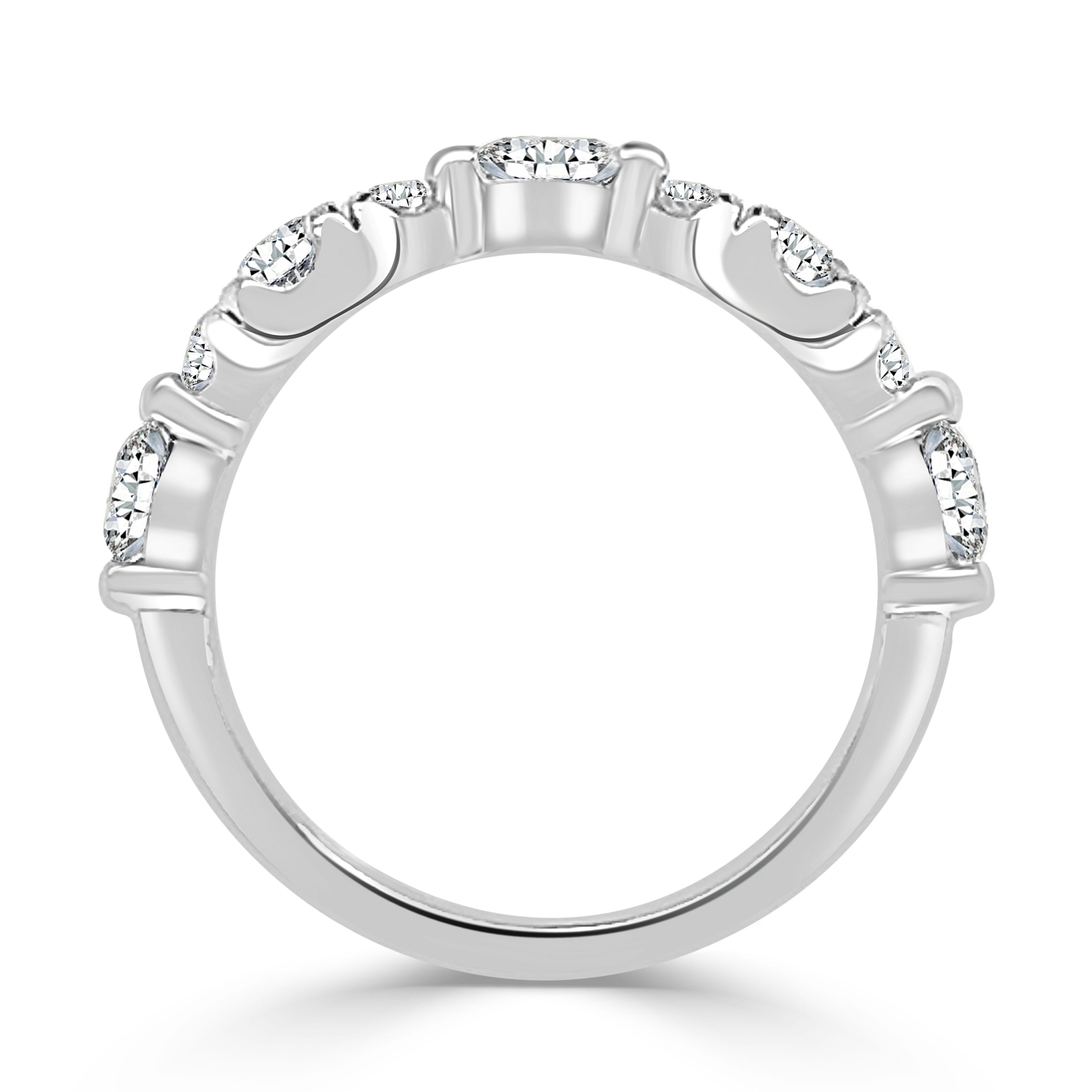 14k White Gold 0.50 Carat Diamond Alternating Band