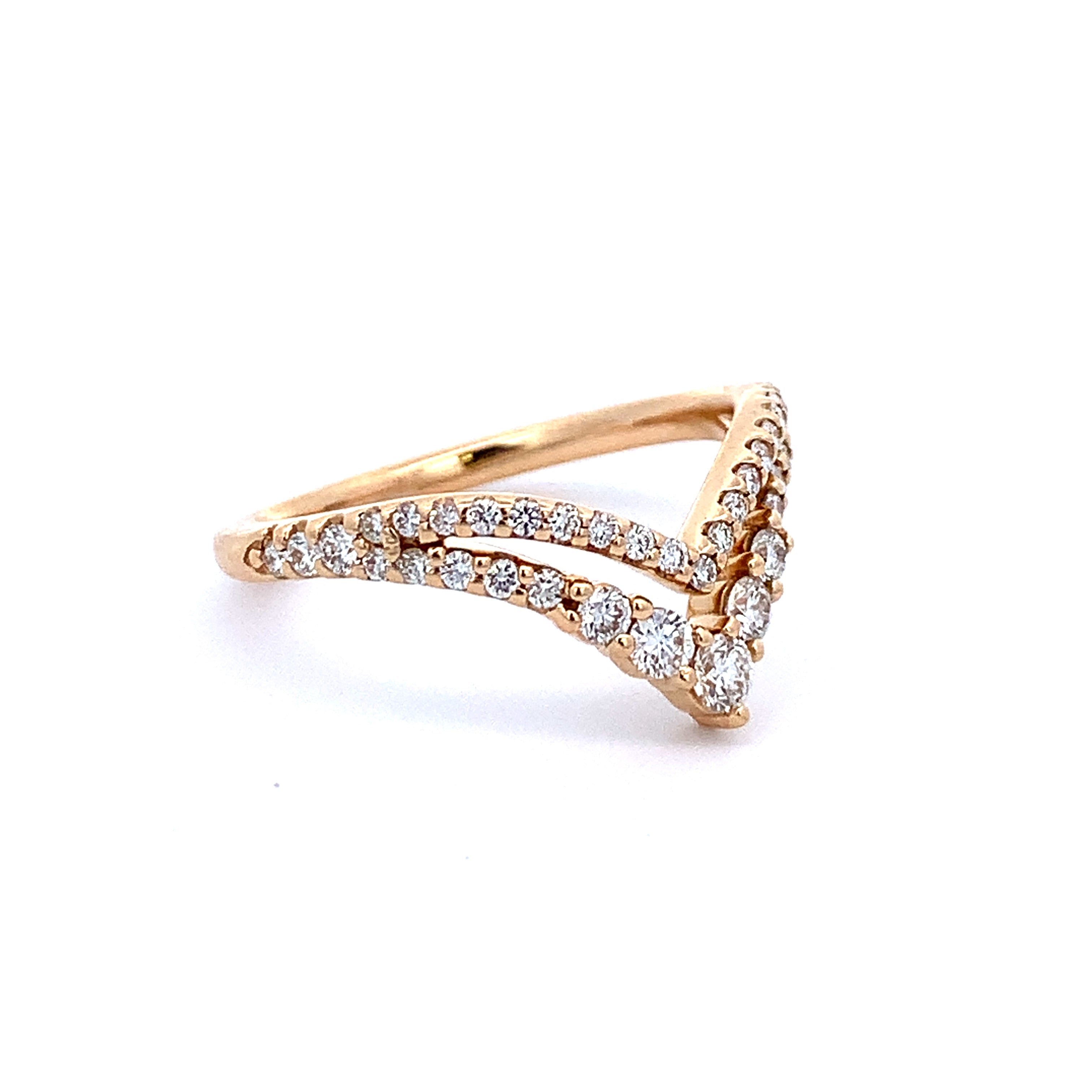 Chevron Style Diamond Band in Yellow Gold