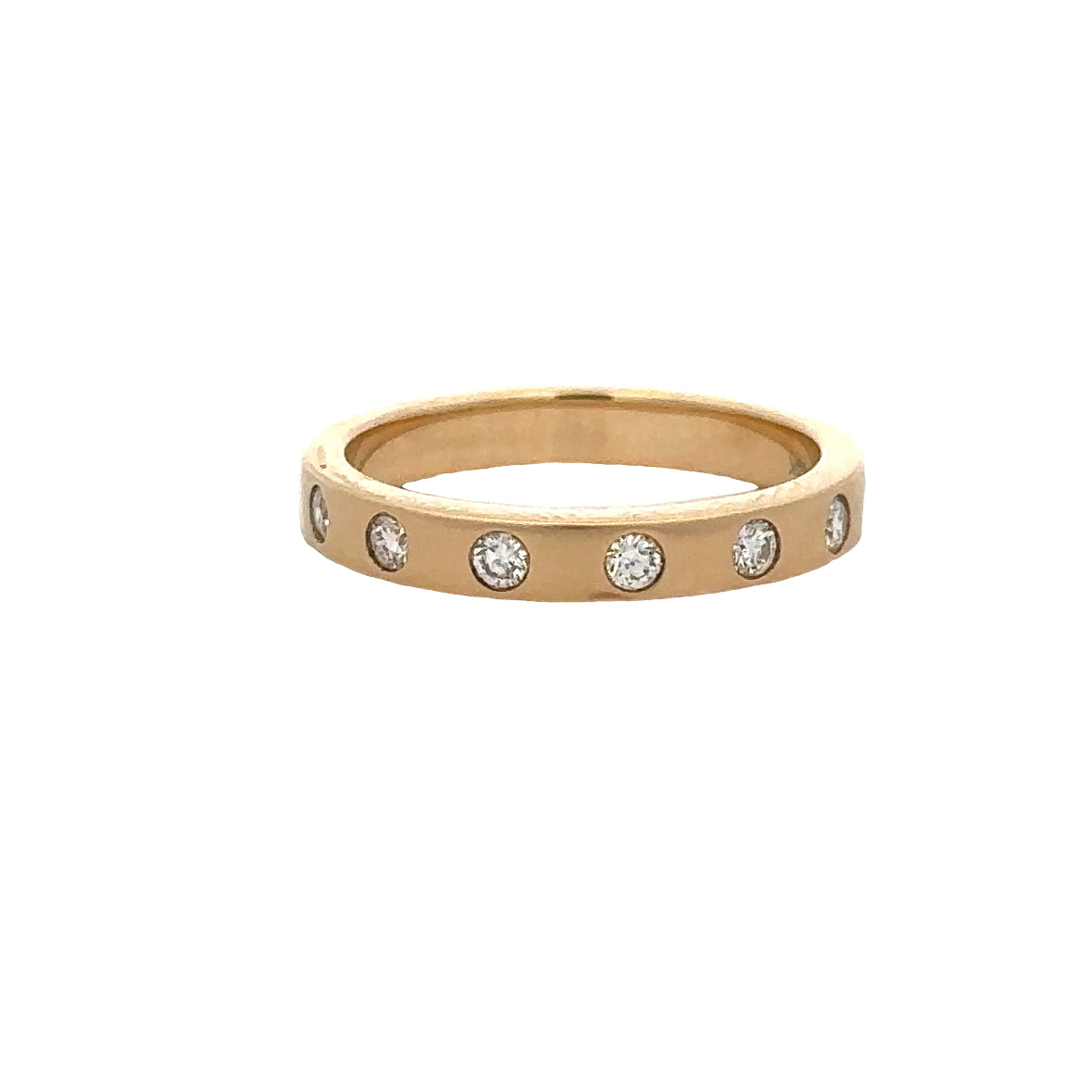 Brushed Diamond Band in Yellow Gold