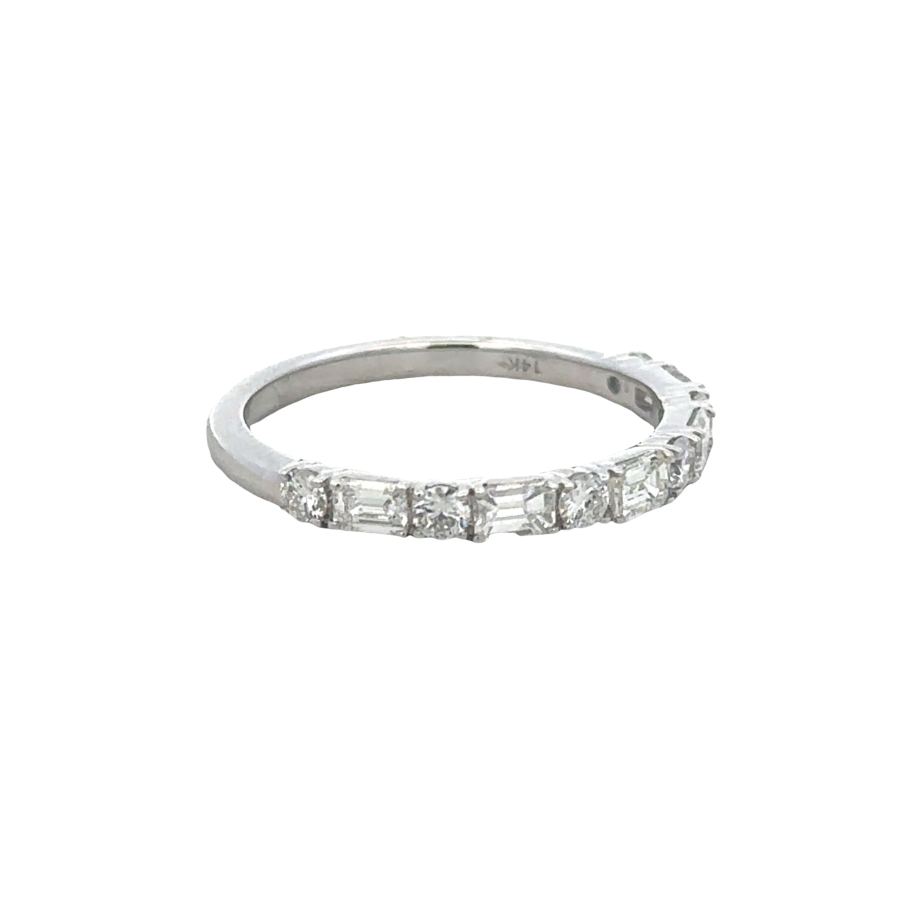 14k White Gold Diamond Alternating Band – Size 6.75