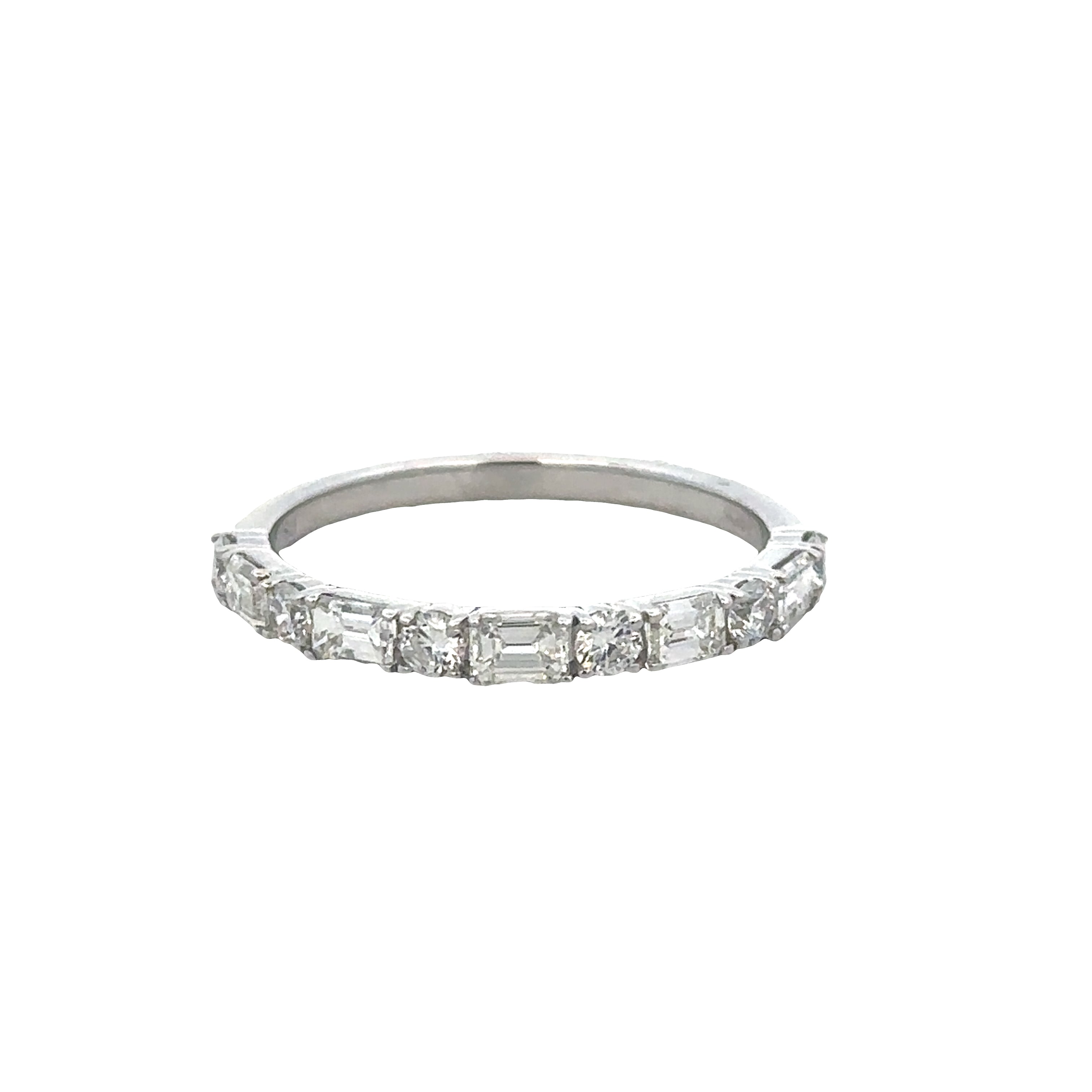 14k White Gold Diamond Alternating Band – Size 6.75