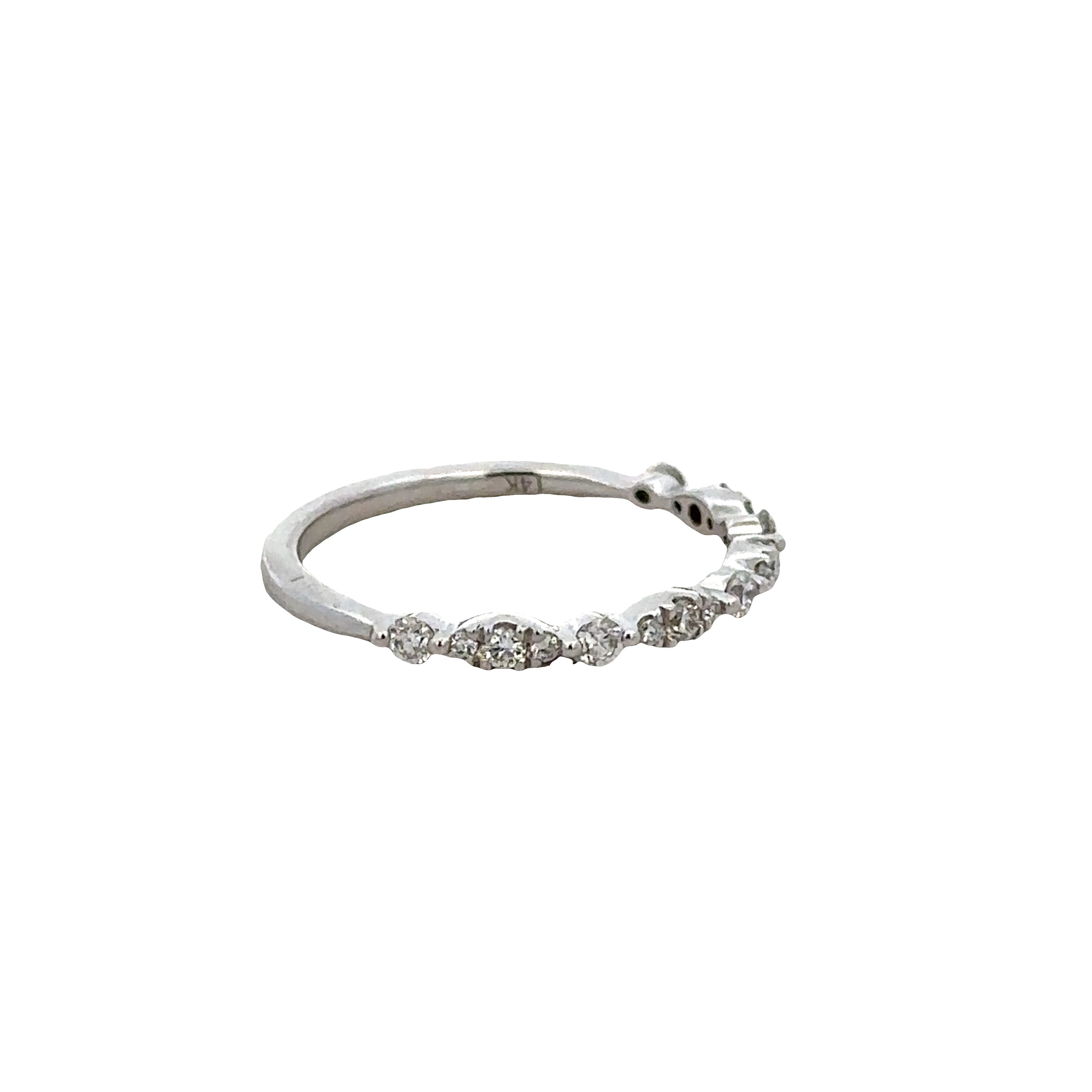 14k White Gold 0.25 Carat Diamond Alternating Wedding Band – Size 6
