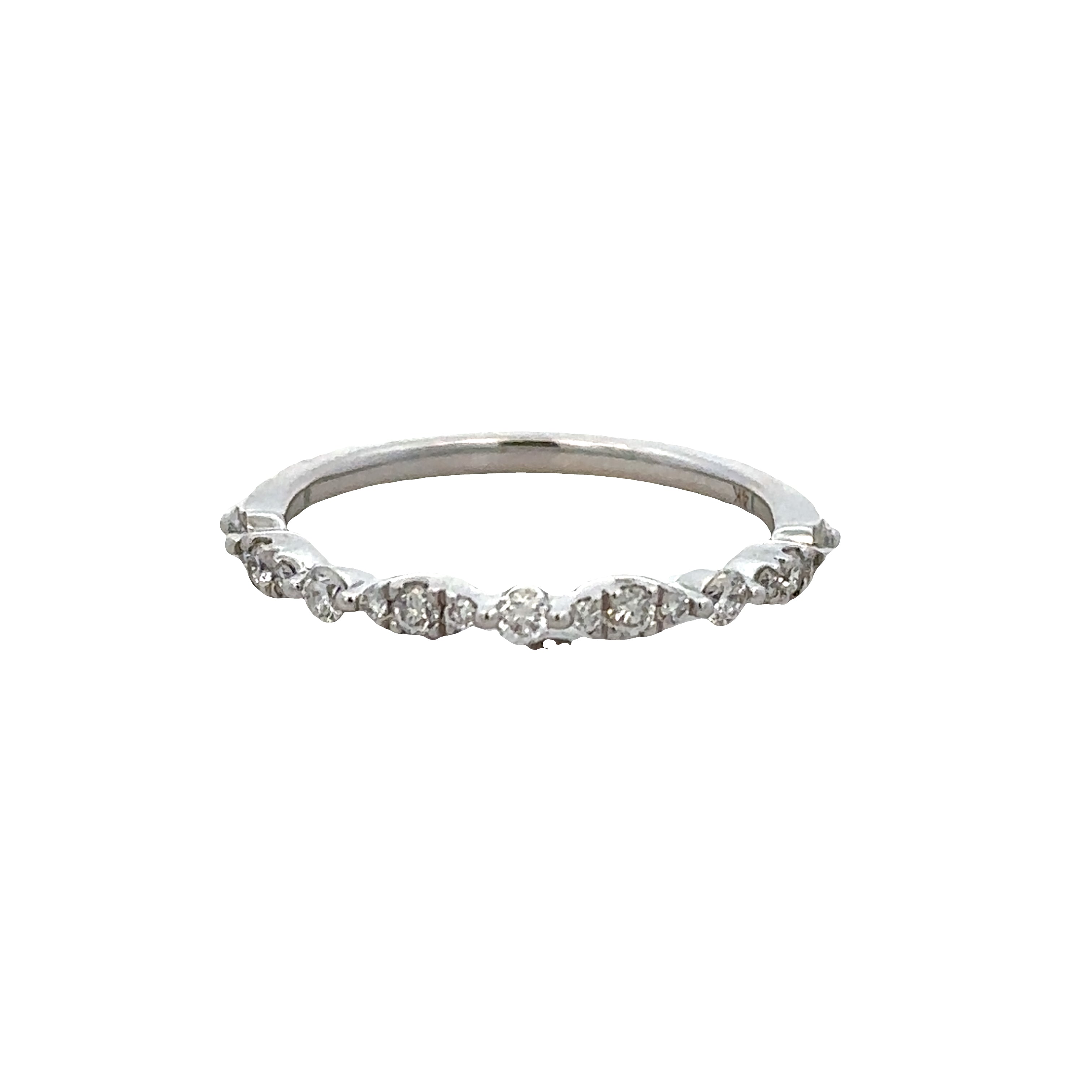 14k White Gold 0.25 Carat Diamond Alternating Wedding Band – Size 6