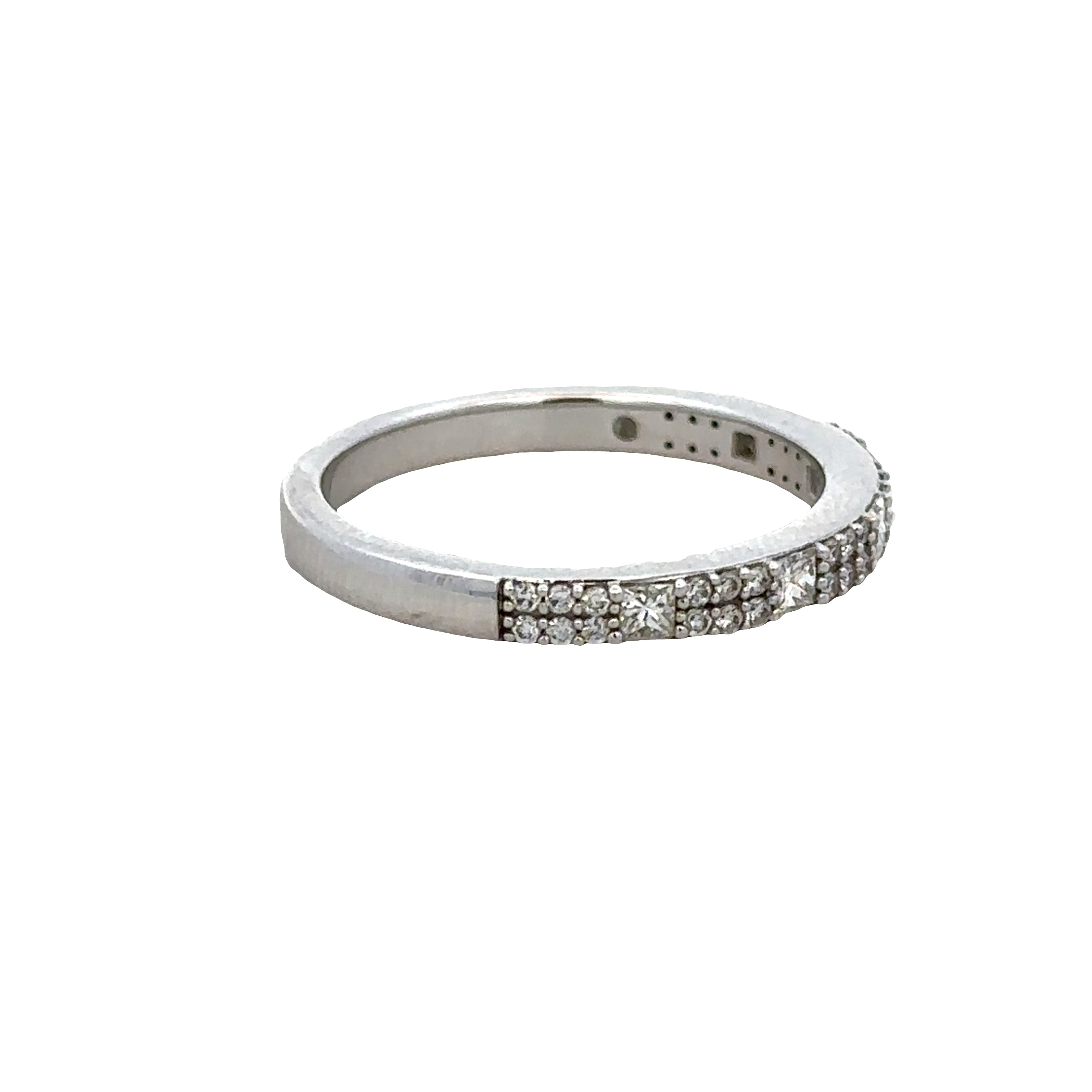 14k White Gold 0.37 Carat Princess & Round Diamond Band – Size 6