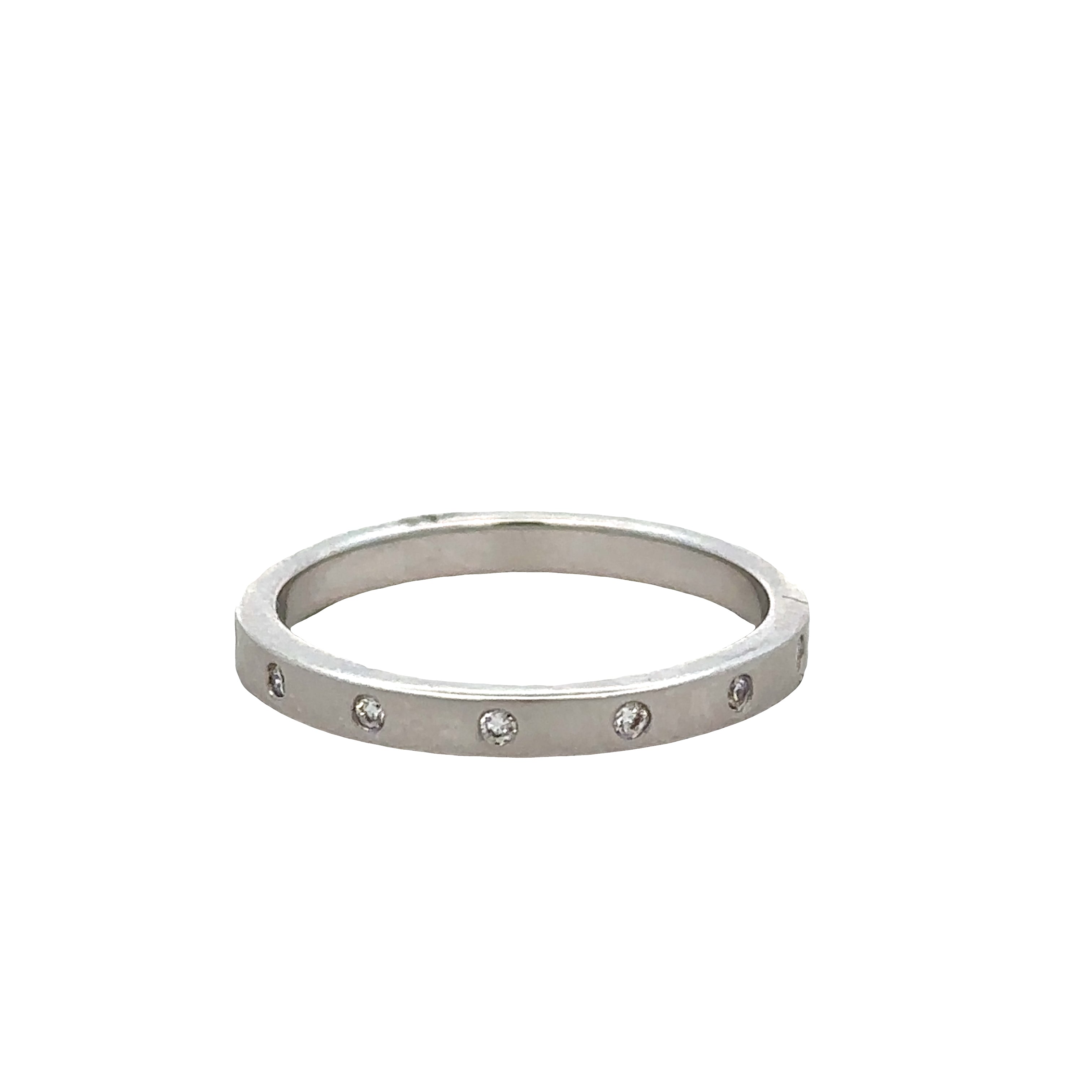 Brushed 14k White Gold Diamond Band – Size 6