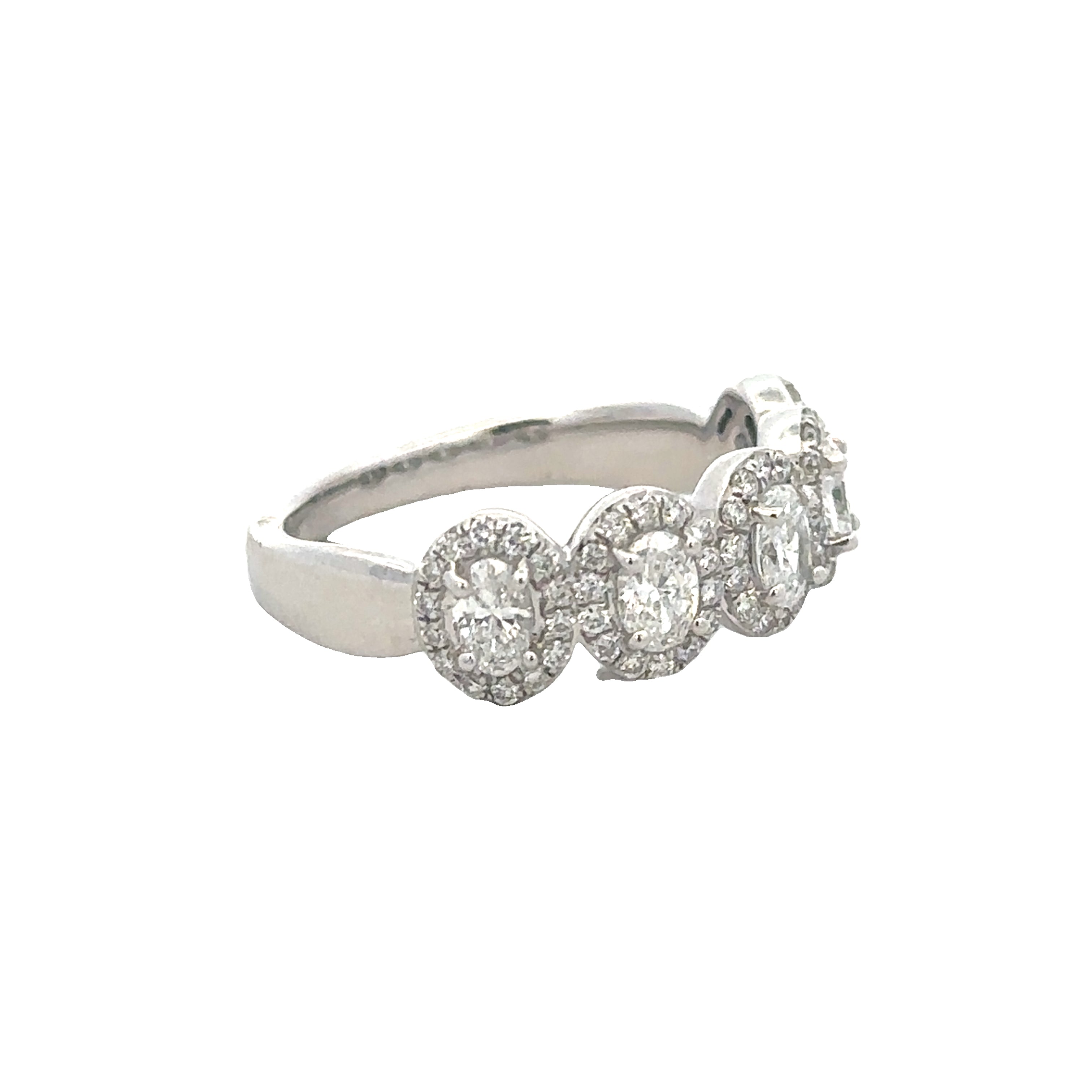 Oval Cut Diamond Halo Band in White Gold