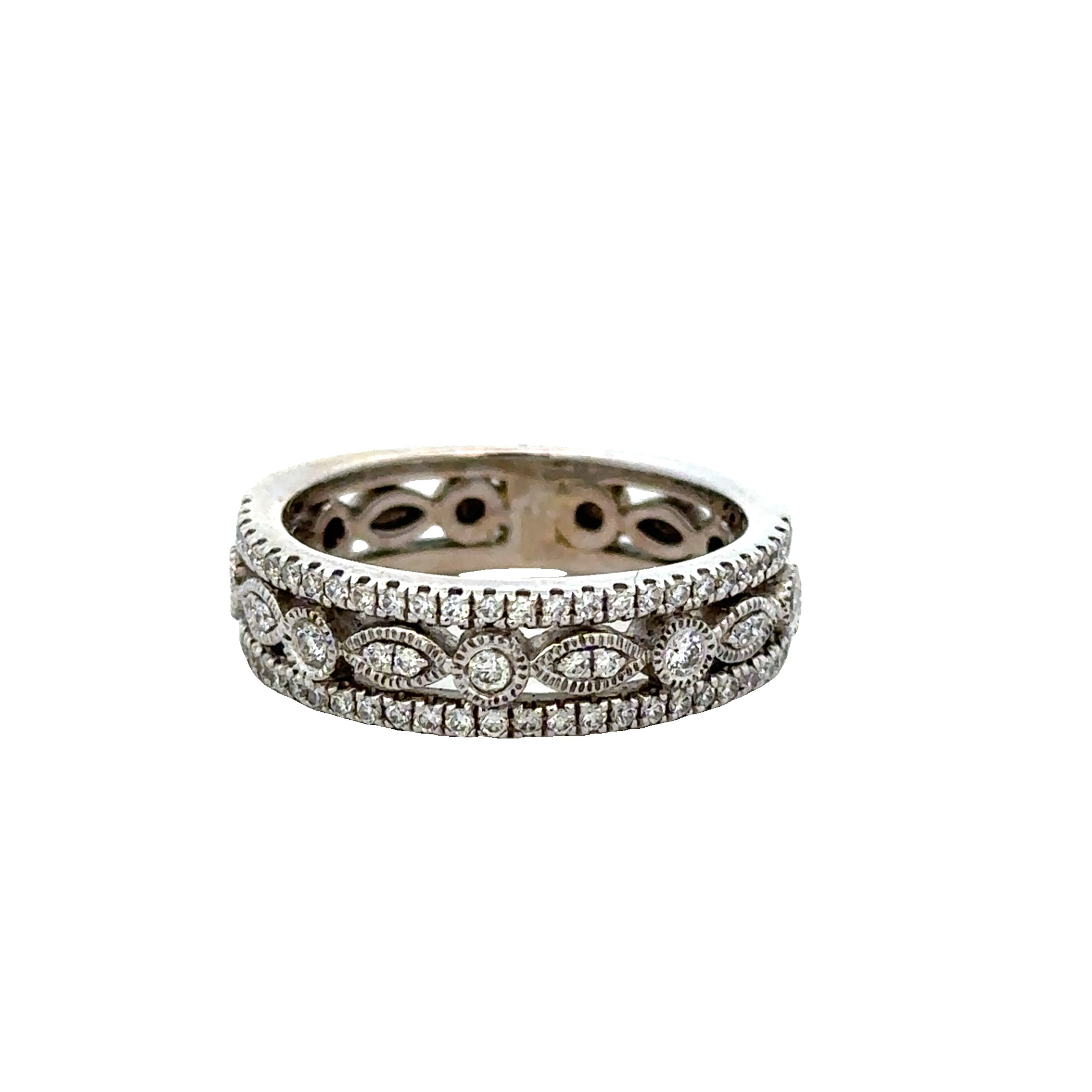 Openwork Diamond Band in White Gold