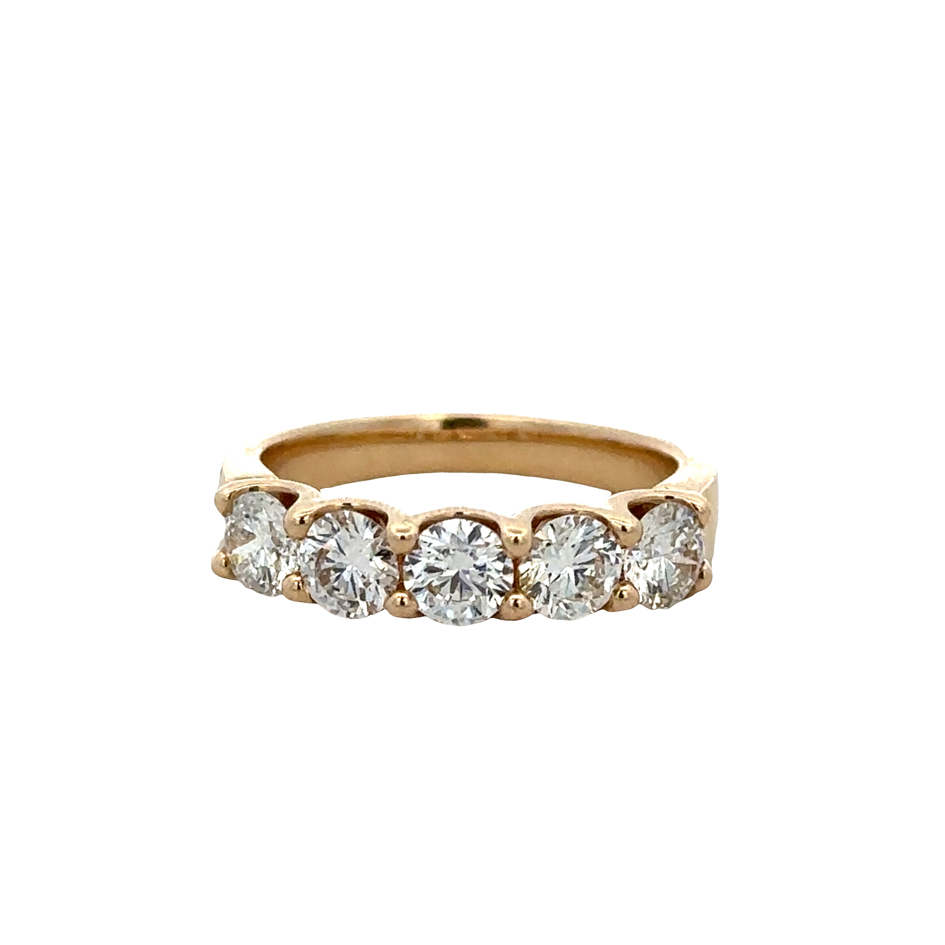 14k Yellow Gold Five-Stone Diamond Wedding Band – Size 6.5